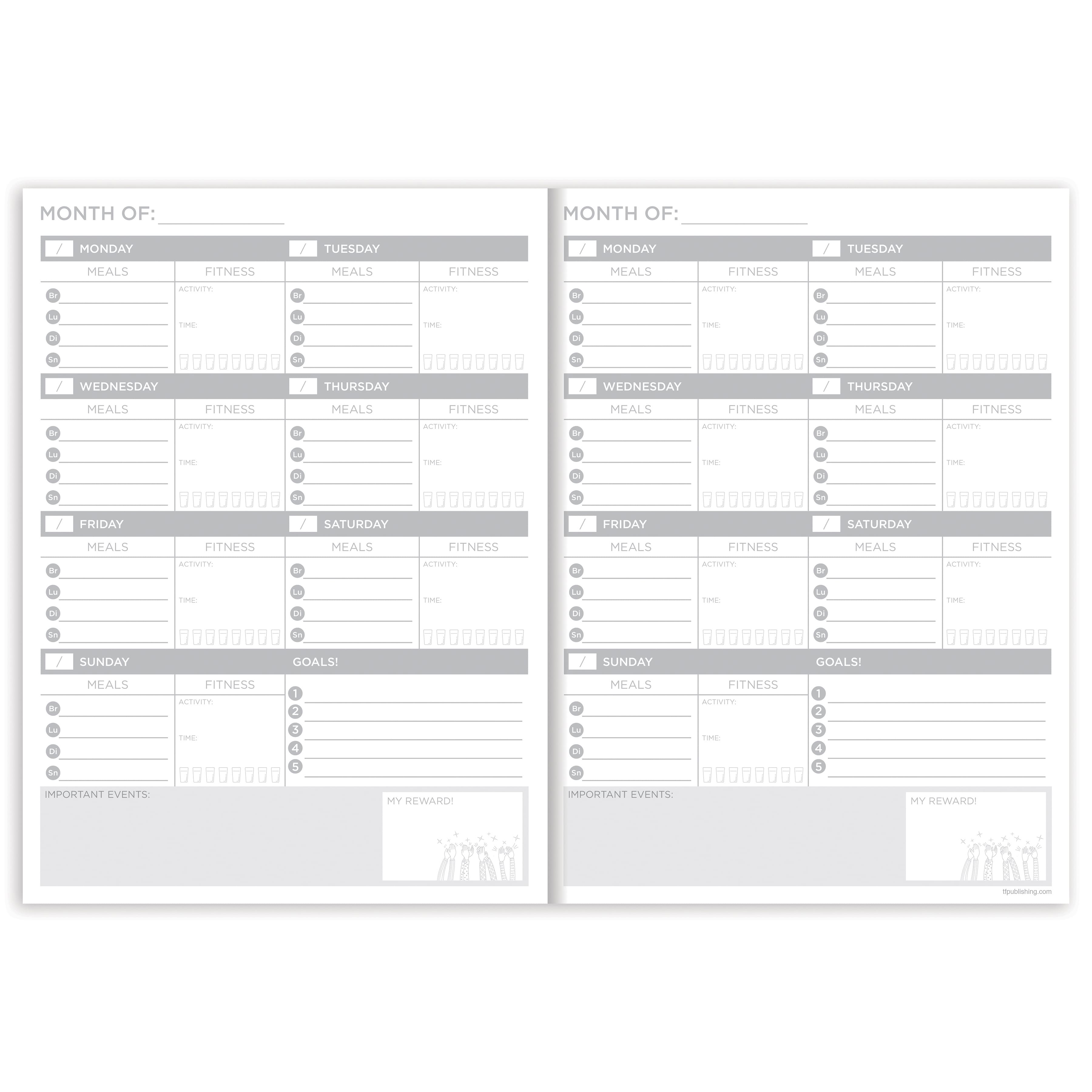 Golden Design Food &#x26; Fitness Weekly Healthy Living Planner