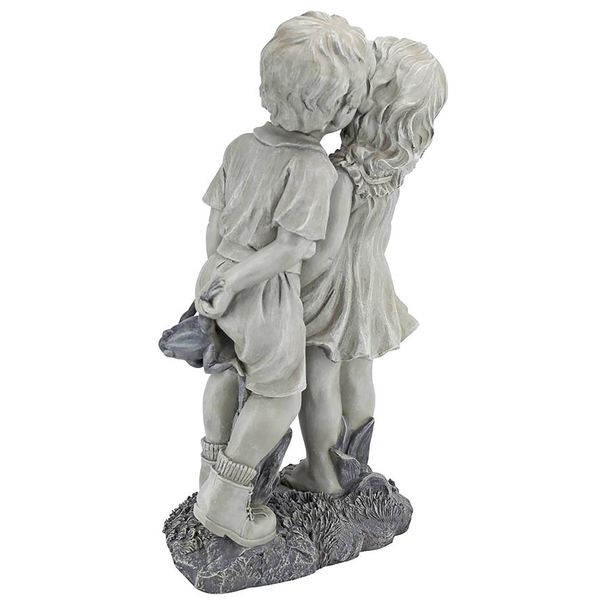 Design Toscano&#xAE; 22&#x22; Young Sweethearts Kissing Children Garden Statue