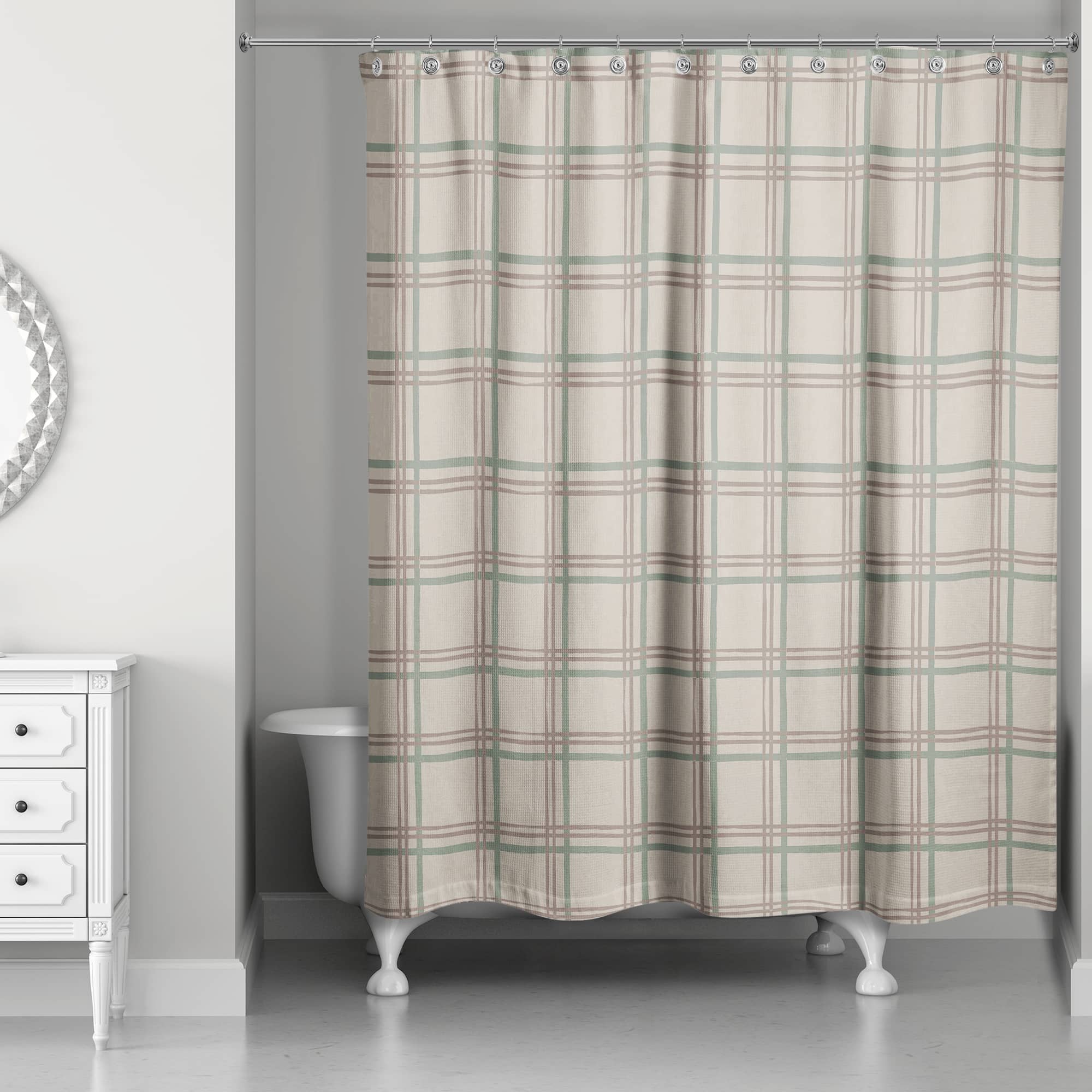 Holiday Plaid on Brown Shower Curtain