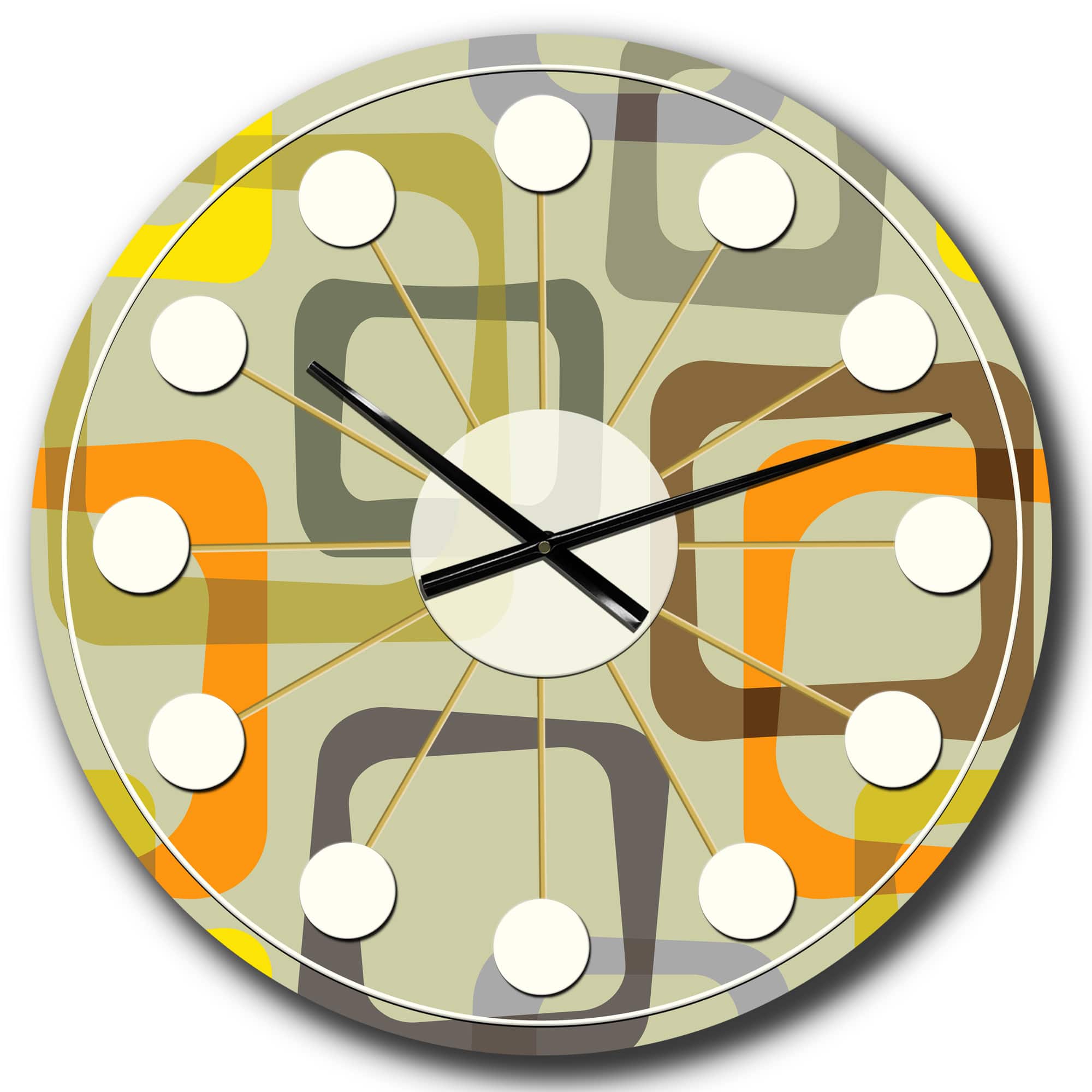 Designart &#x27;Retro Square Design Vii Mid-Century Modern Wall Clock