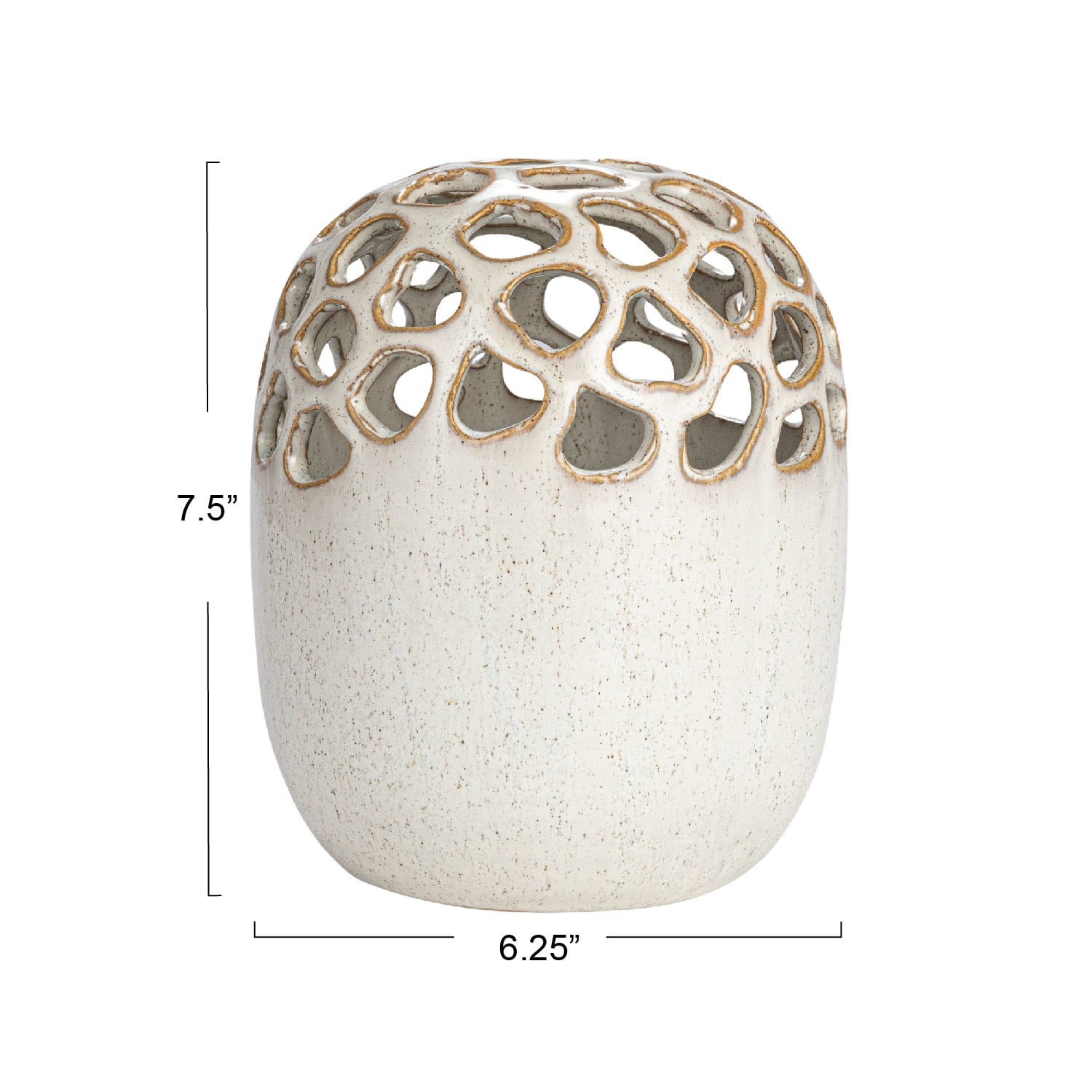 Hello Honey® 7.5" Cream Stoneware Flower Frog Vase with Reactive Glaze