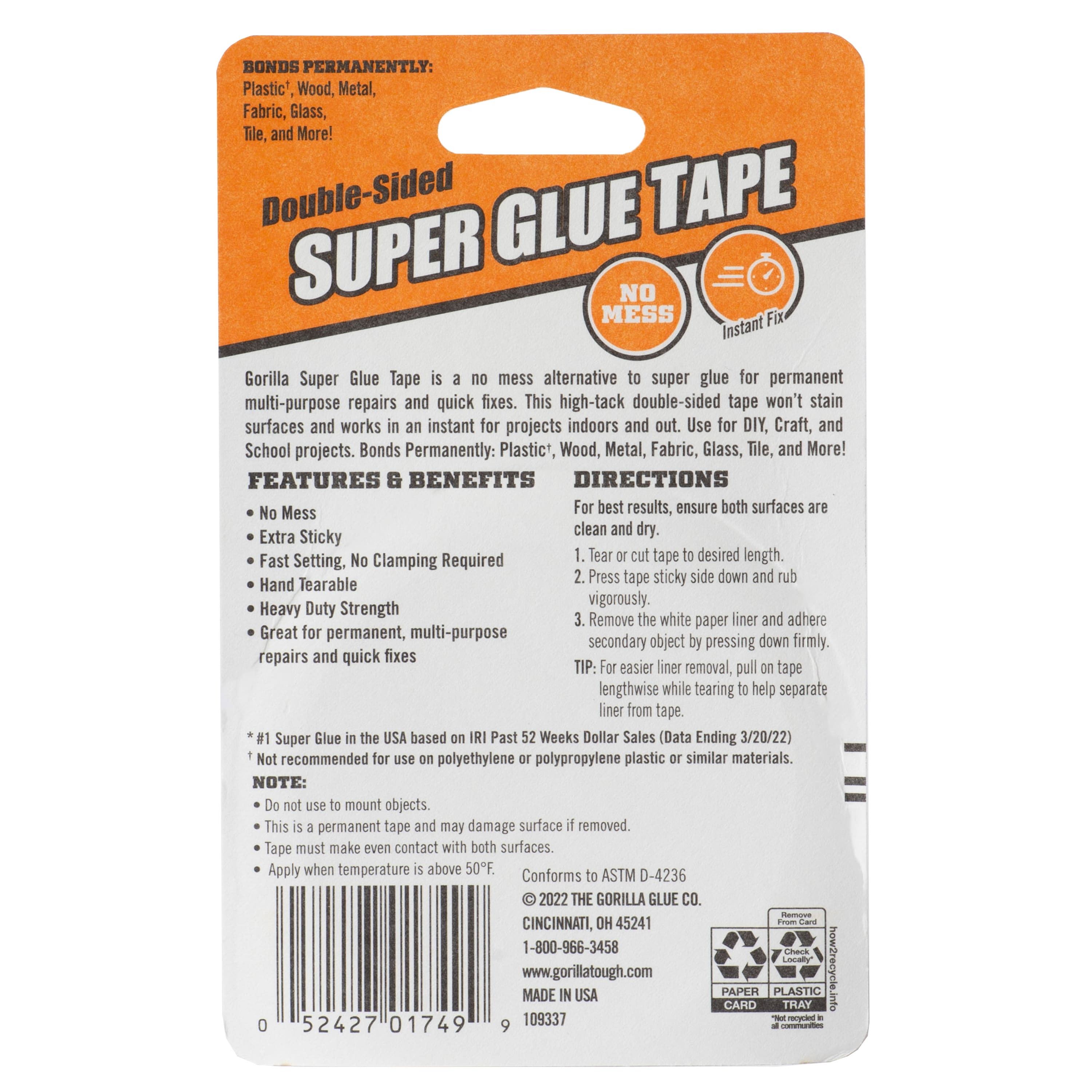 Gorilla&#xAE; 20ft. Double-Sided Super Glue Tape