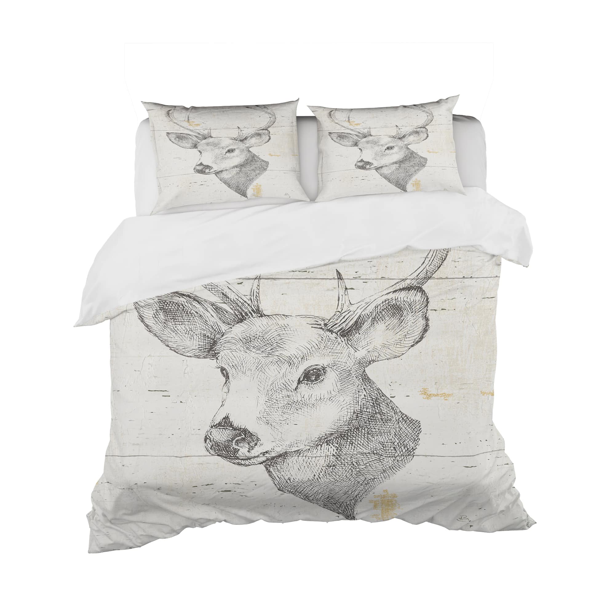 Designart &#x27;Deer Wild and Beautiful II&#x27; Farmhouse Bedding Set - Duvet Cover &#x26; Shams