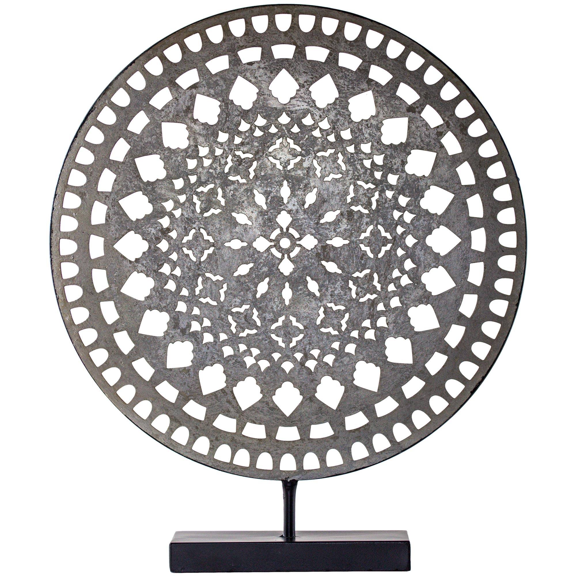 19&#x22; Silver Rustic Metal Medallion Sculpture
