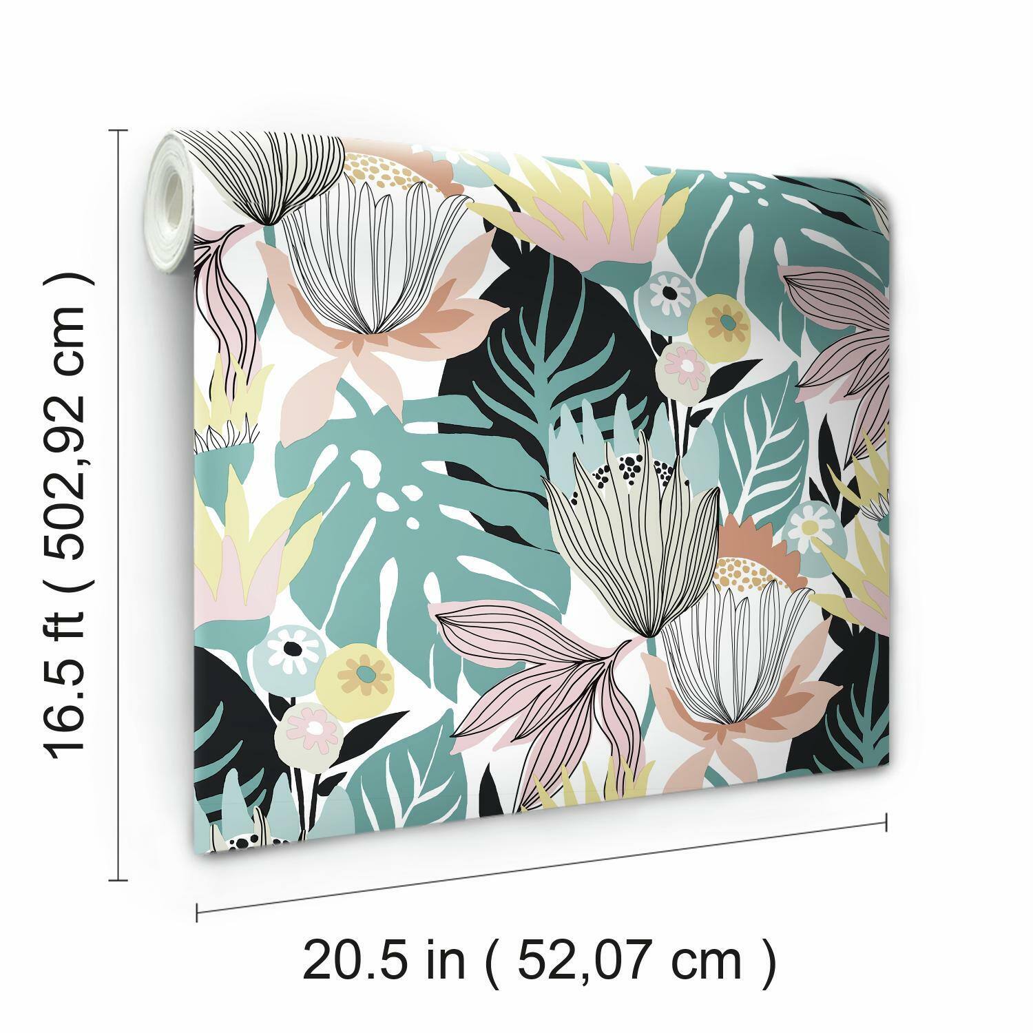 RoomMates Retro Tropical Leaves Peel & Stick Wallpaper