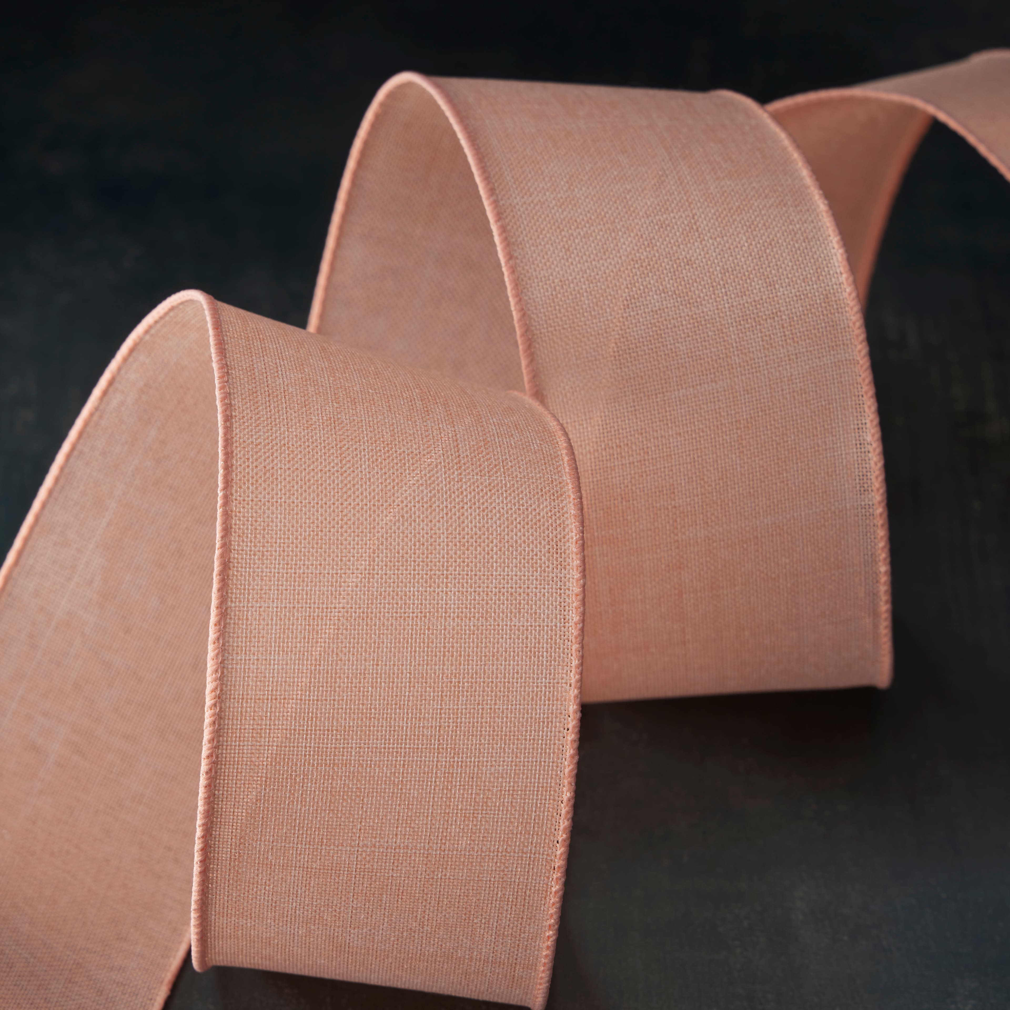 2.5&#x22; x 25ft. Faux Linen Wired Ribbon by Celebrate It&#x2122; D&#xE9;cor