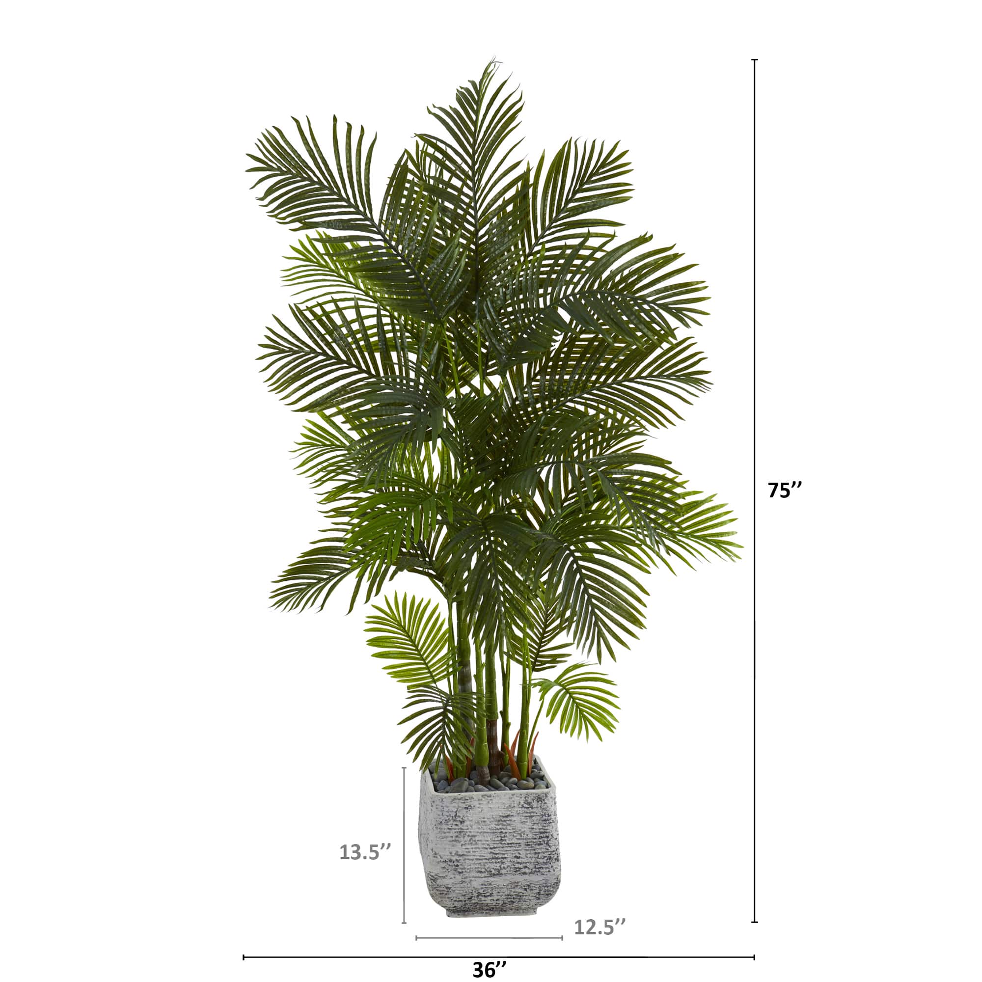 6.2ft. Areca Palm Artificial Tree in White Planter