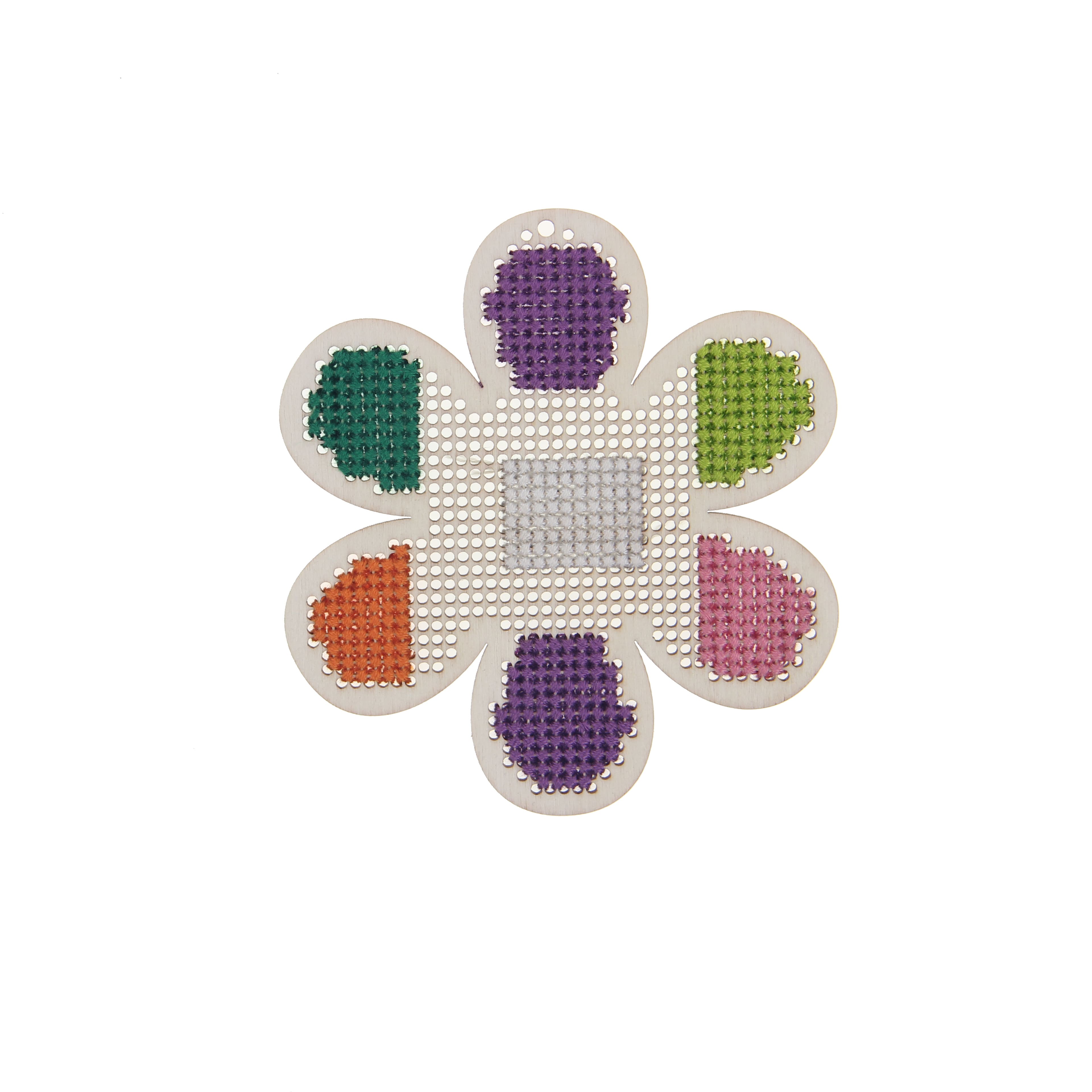 4" Flower Cross Stitch Wood Canvas, 4ct. by Loops & Threads®