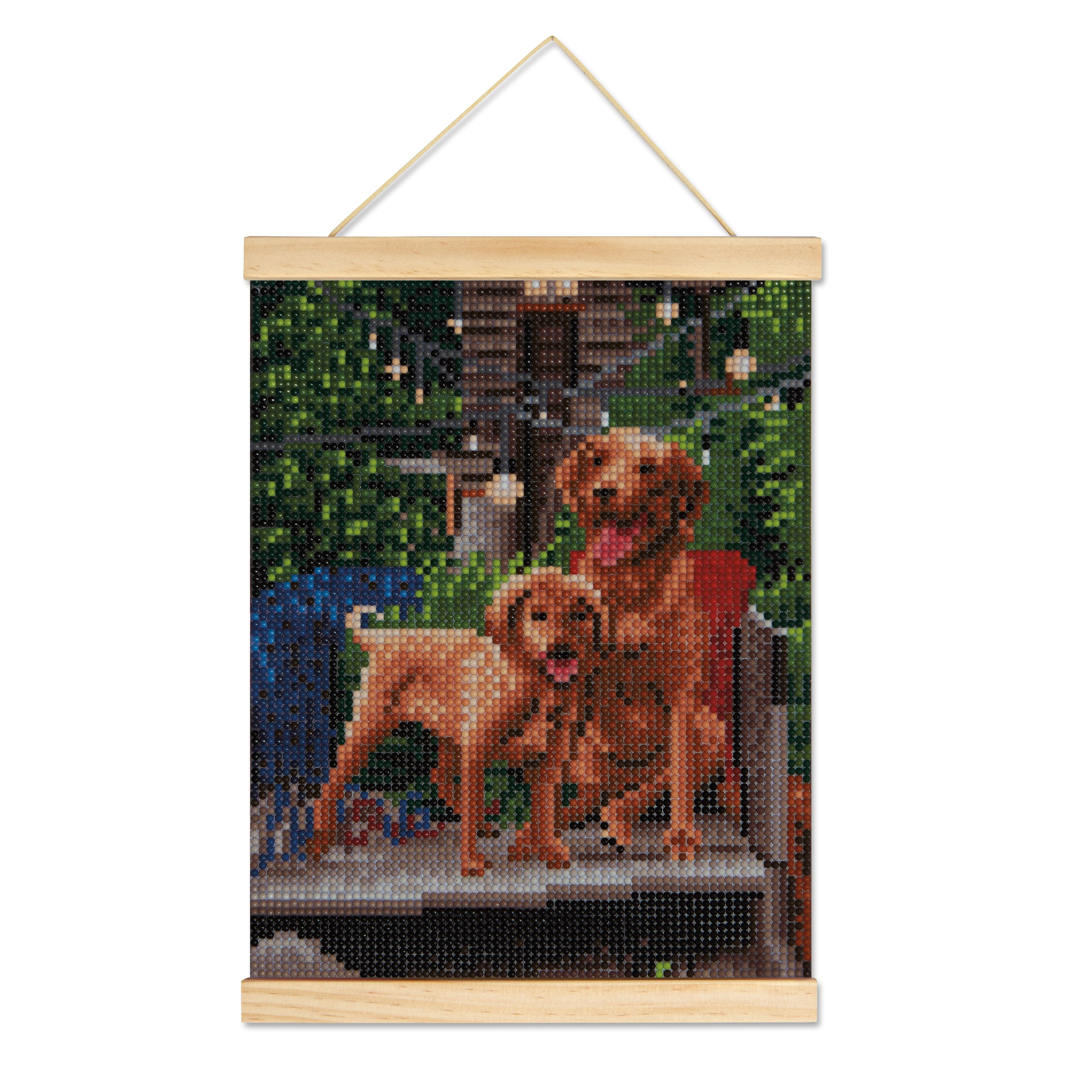 8&#x22; x 10&#x22; Christmas Dogs with Frame Diamond Art Kit by Make Market&#xAE;