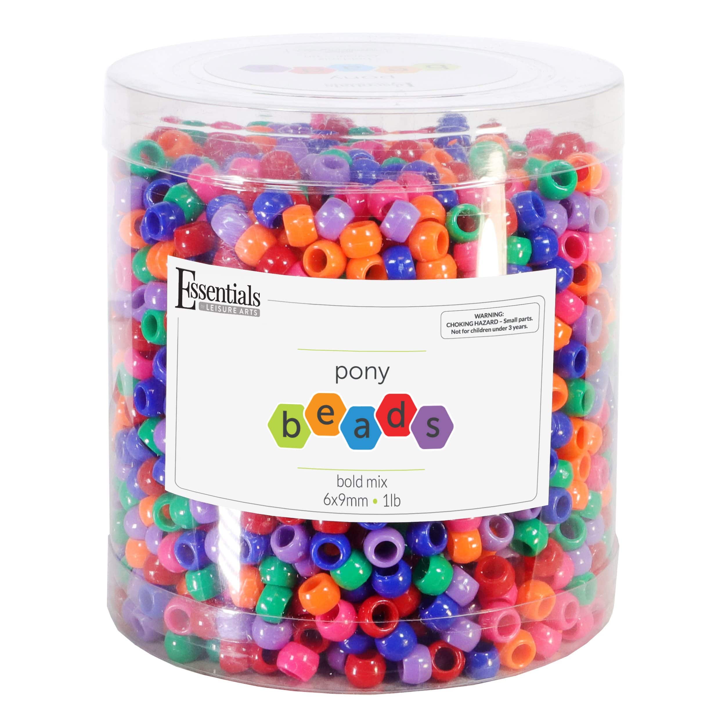 Essentials by Leisure Arts Bold Mix Pony Beads, 1lb.