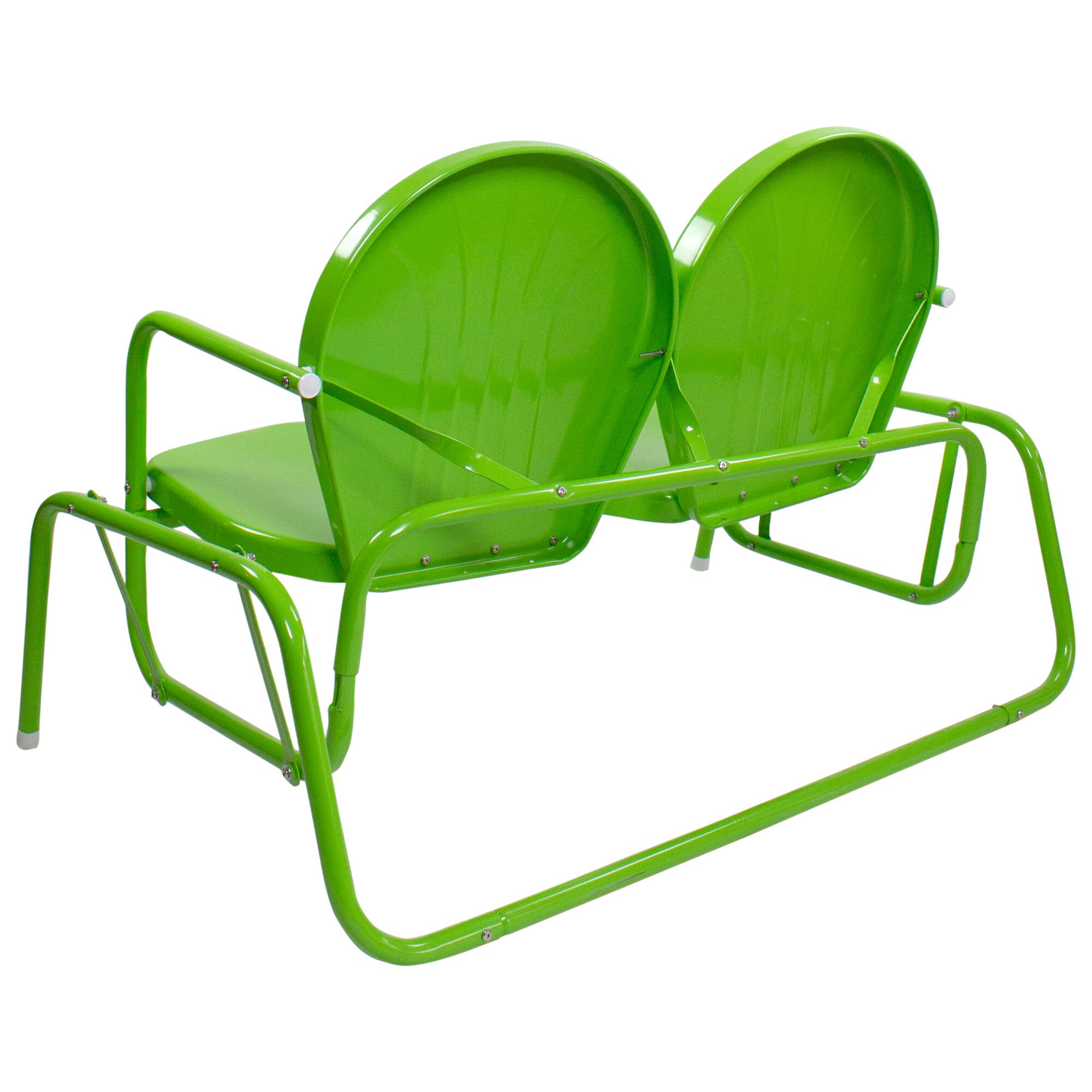 2-Person Outdoor Retro Metal Tulip Double Glider Patio Chair