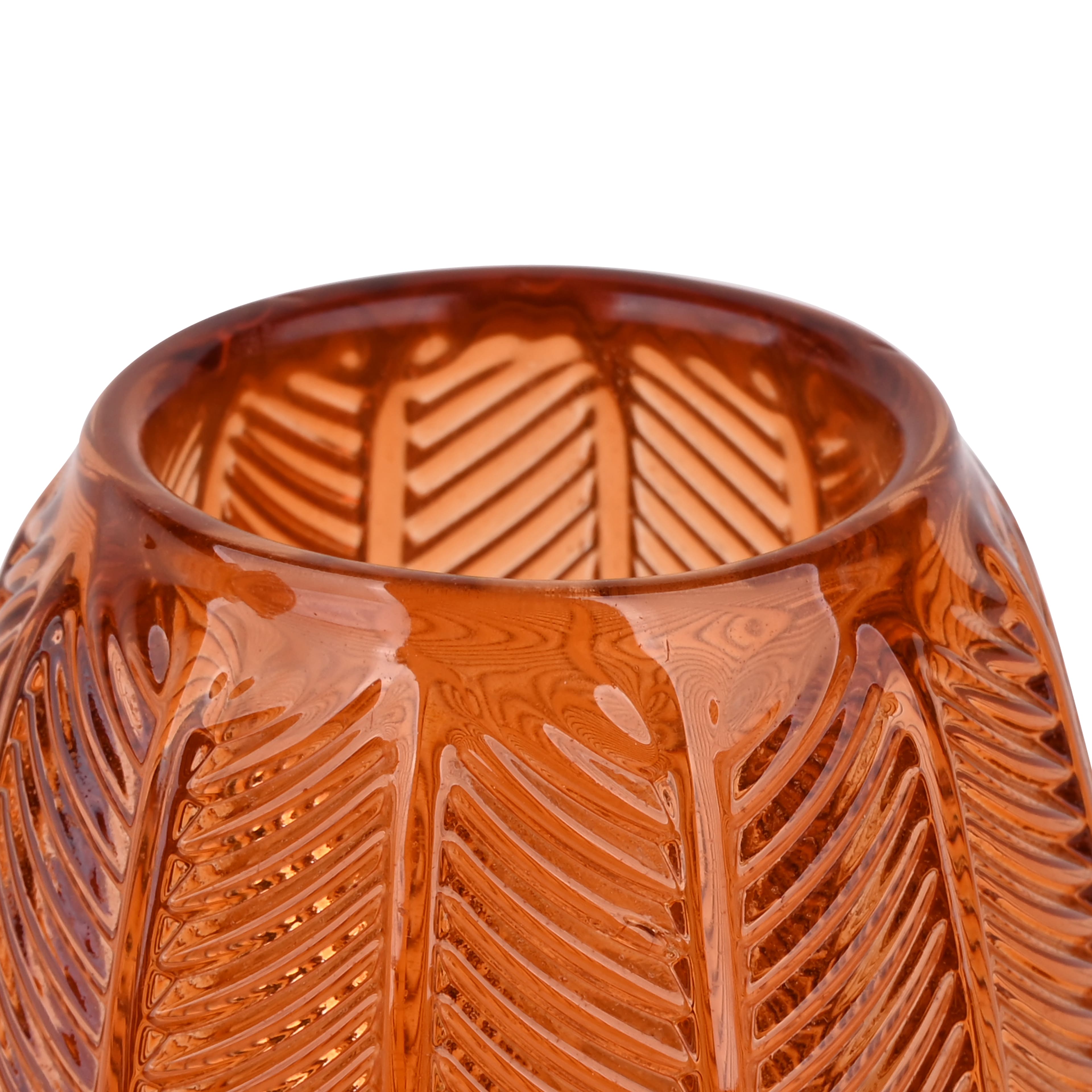 5&#x22; Vintage-Style Leaf-Textured Glass Candle Holder by Ashland&#xAE;