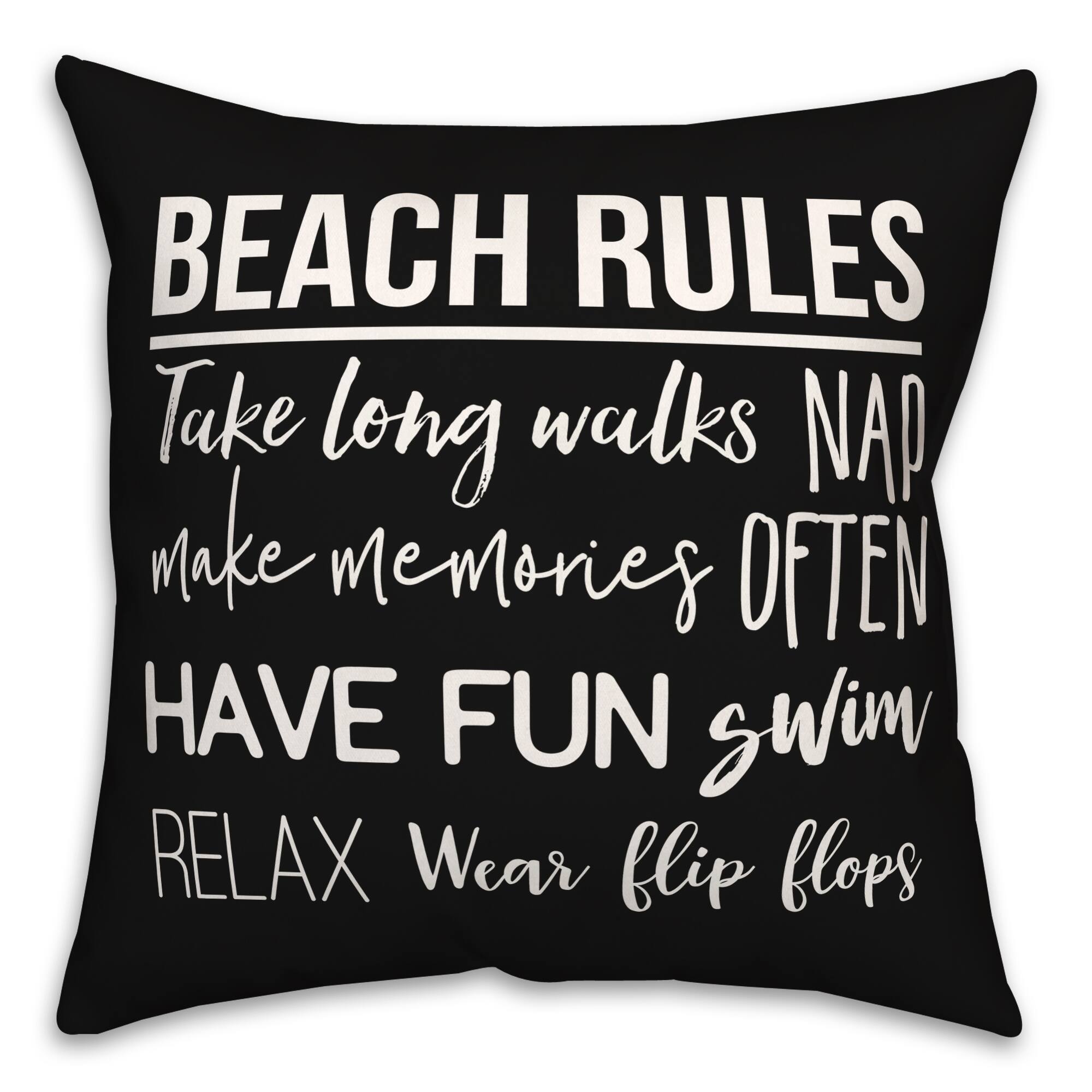 Beach Rules Throw Pillow