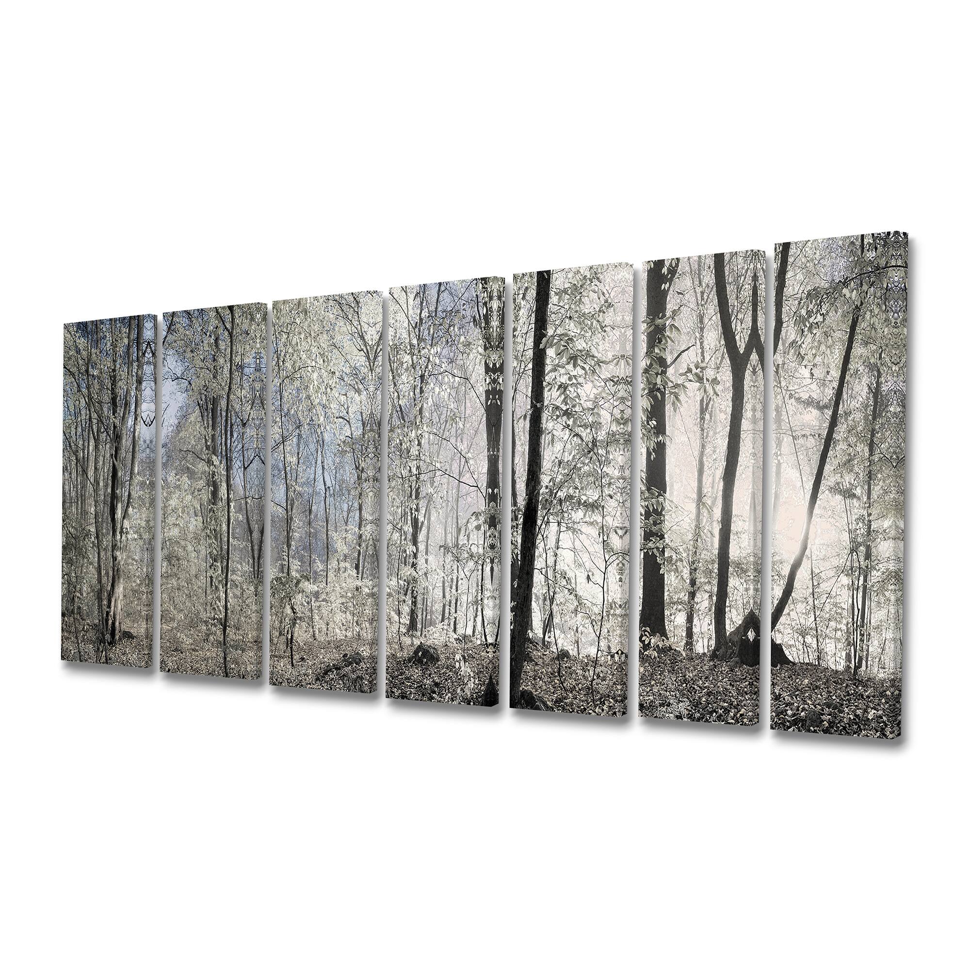 Designart - Dark Morning in Forest Panorama - Landscape Canvas Art Print