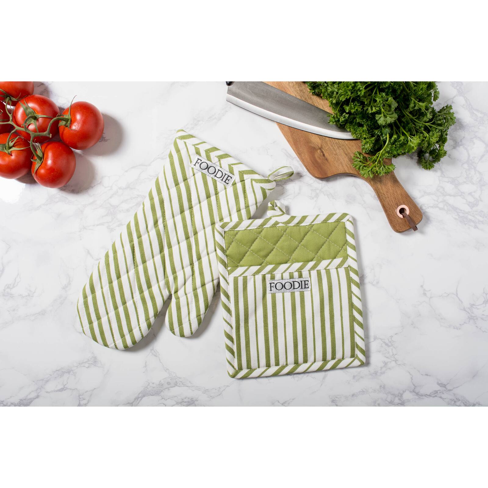 Parsley Foodie Gourmet Chef Potholder Set