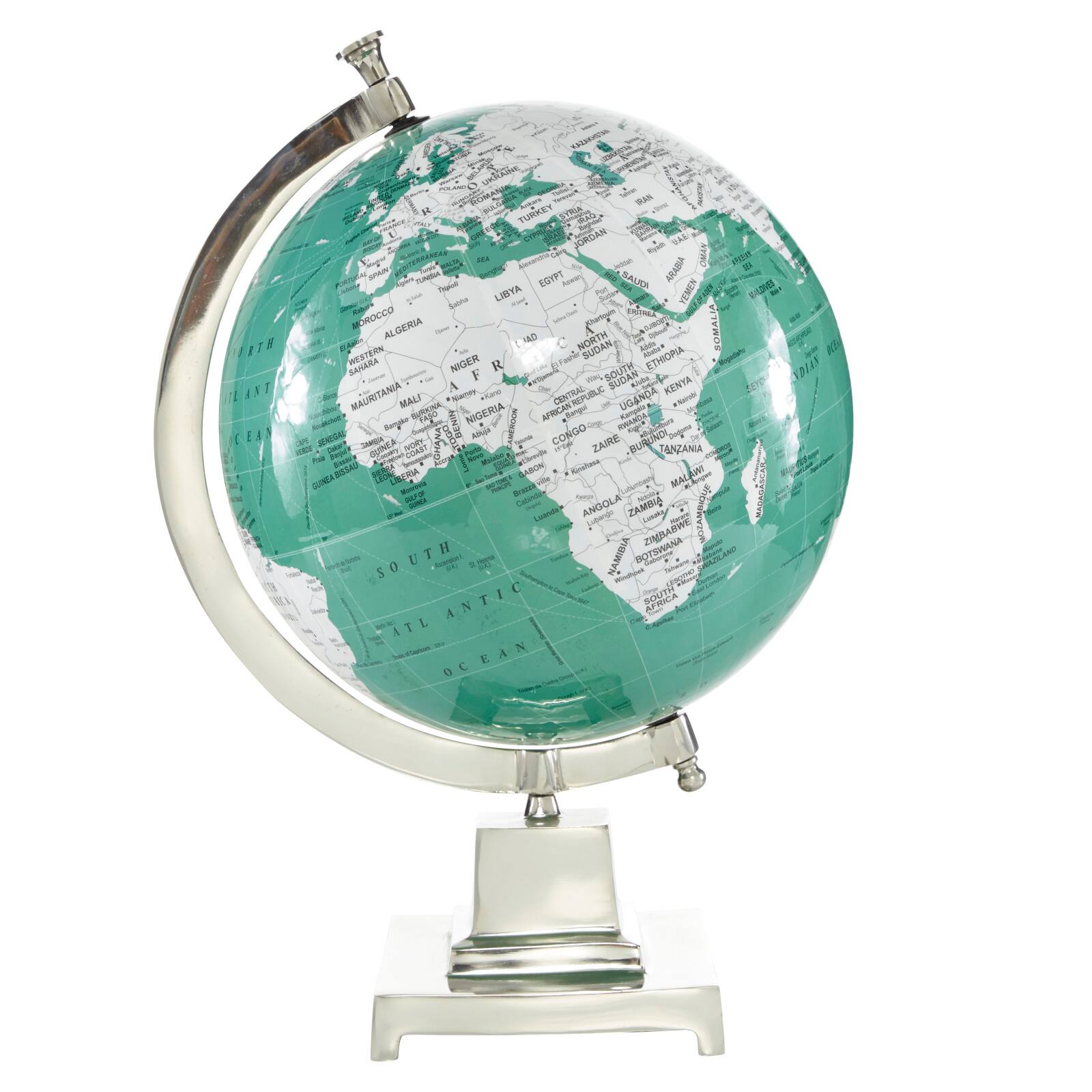 12" Teal Aluminum Modern Globe
