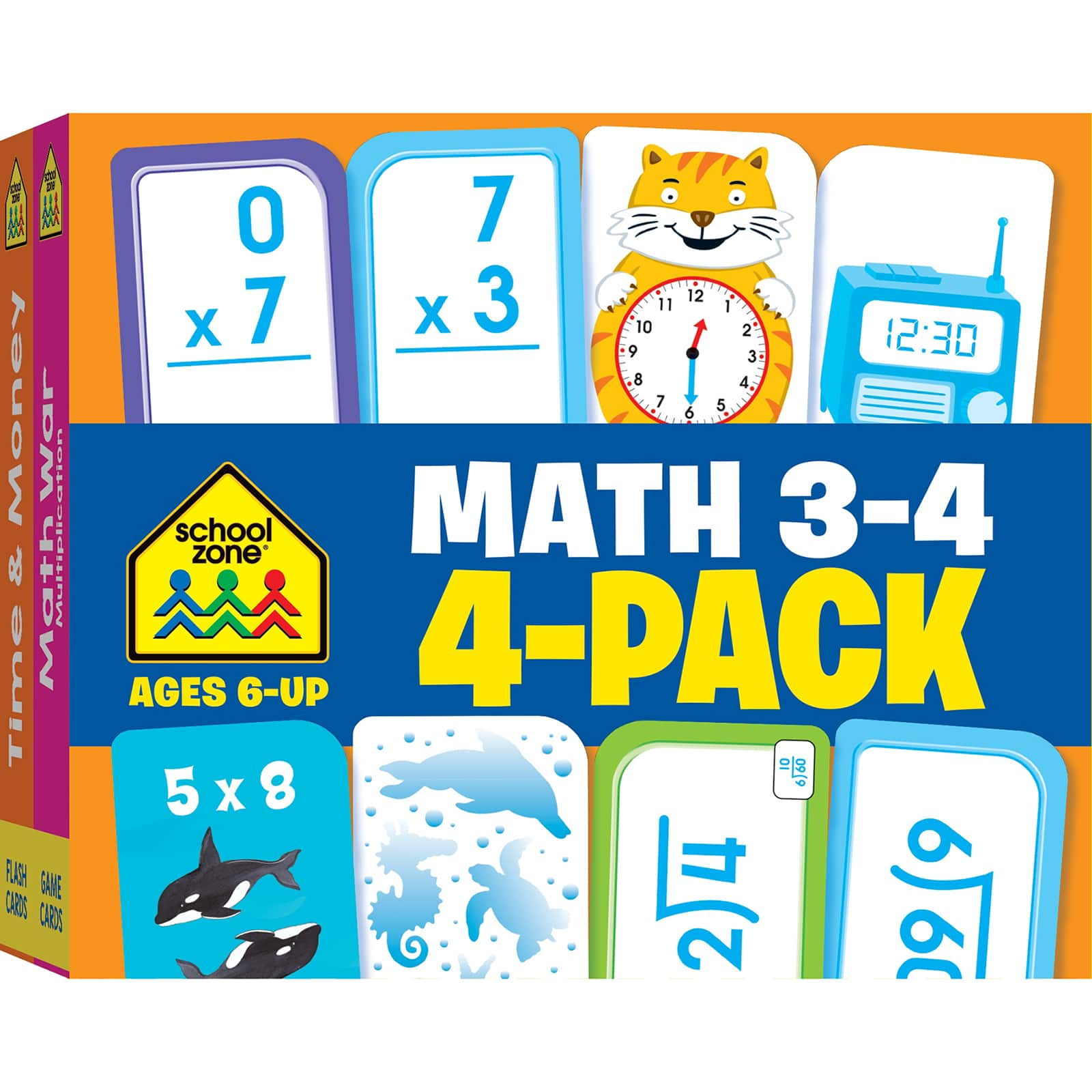 School Zone&#xAE; Math 3-4 Flash Card, 4 Pack