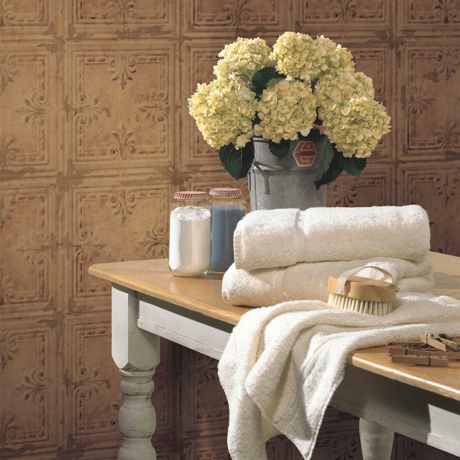 RoomMates Copper Tin Tile Peel & Stick Wallpaper