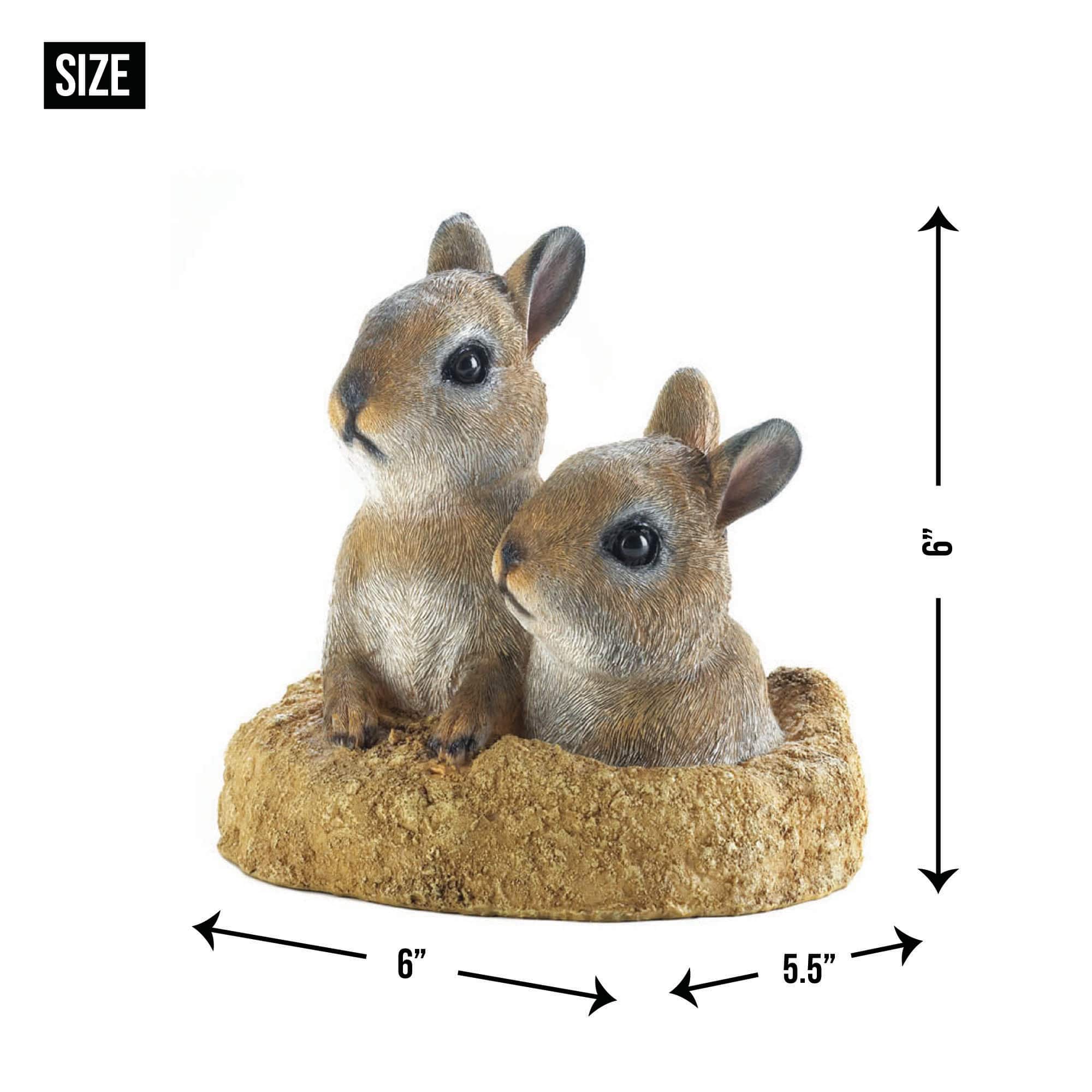6.5" Peek-A-Boo Garden Bunnies Statue