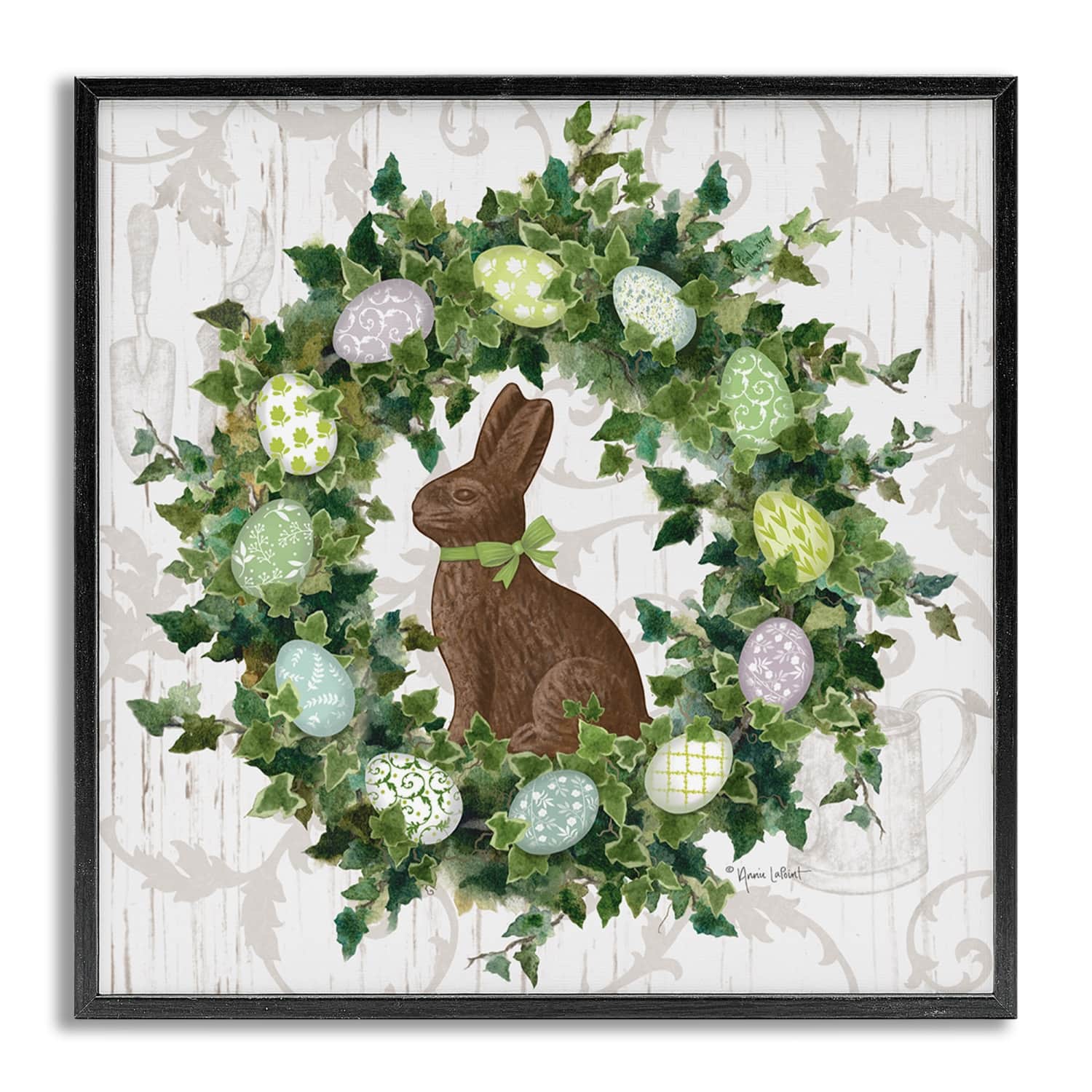 Stupell Industries Spring Easter Egg Wreath Framed Giclee Art