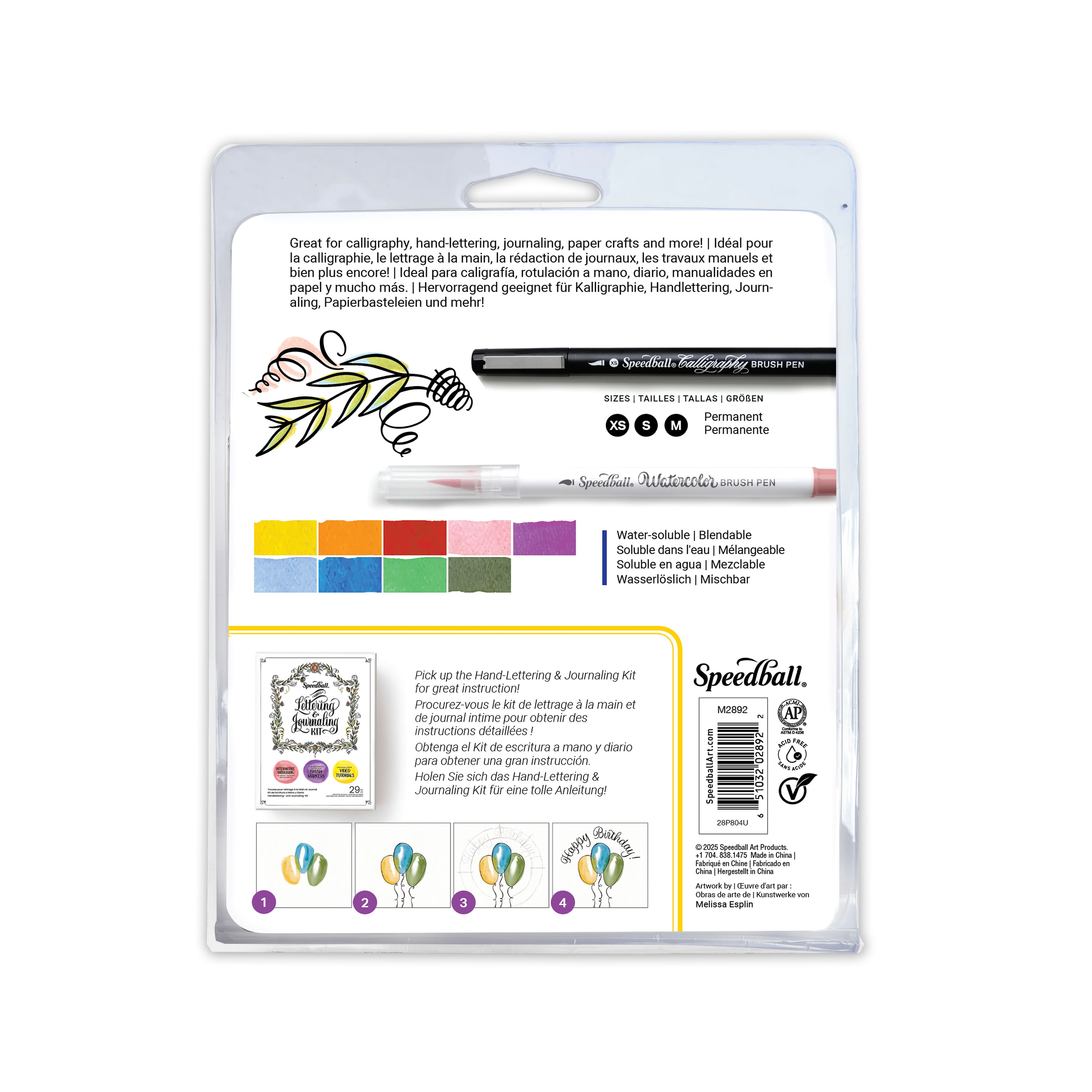 Speedball&#xAE; Hand-Lettering Calligraphy &#x26; Watercolor Brush Marker Set