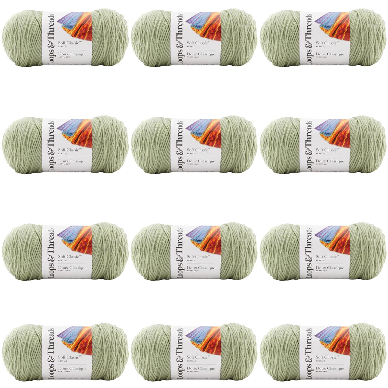 12 Pack: Soft Classic&#x2122; Solid Yarn by Loops &#x26; Threads&#xAE;