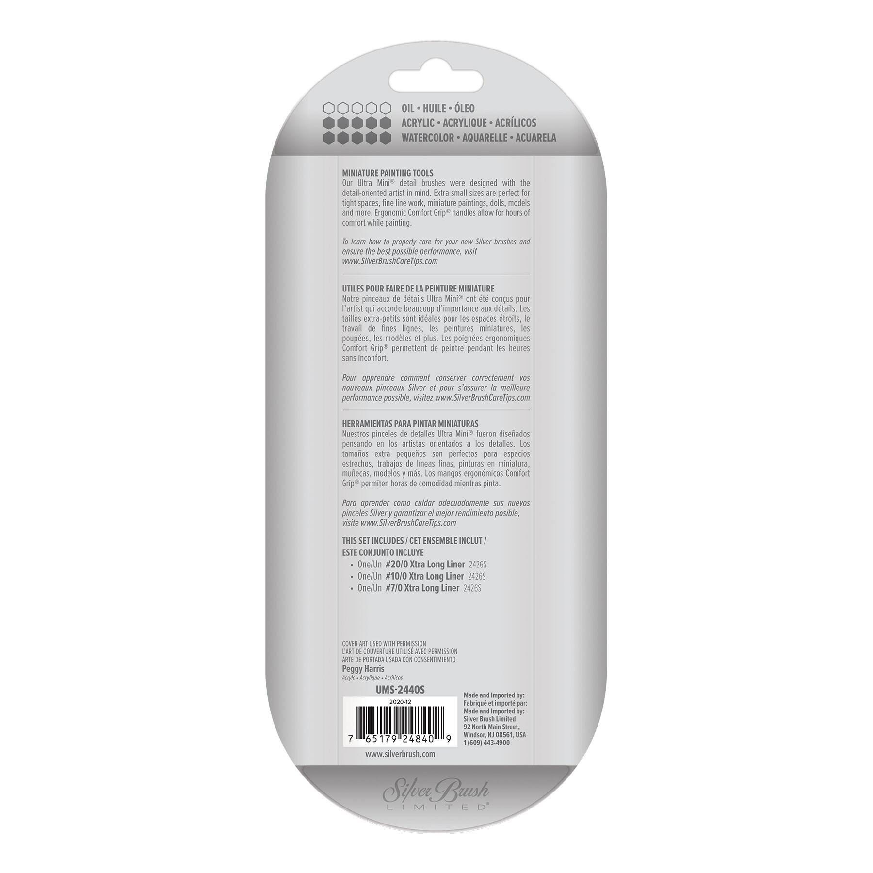 Silver Brush Limited Ultra Mini® White Striper Brushes, Set of 3