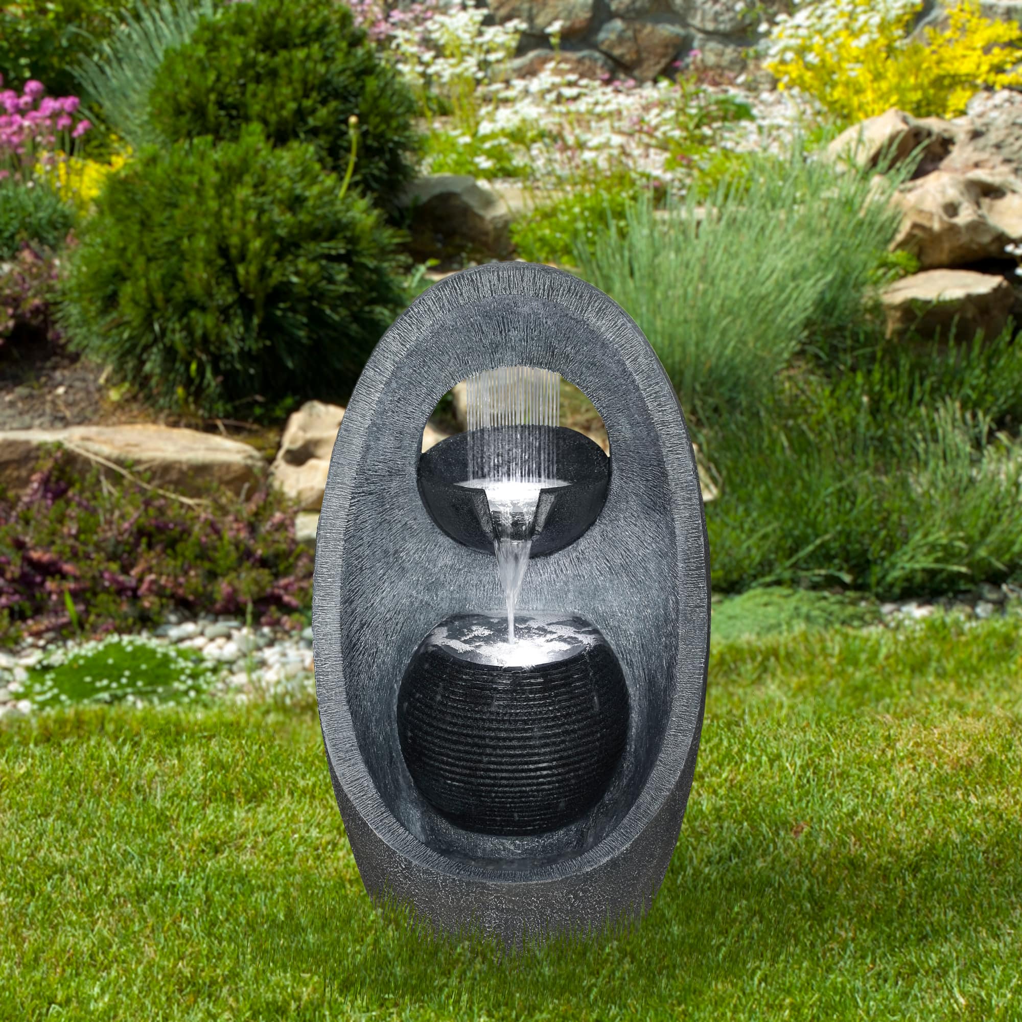 30&#x22; LED Modern Style Outdoor Garden Water Fountain