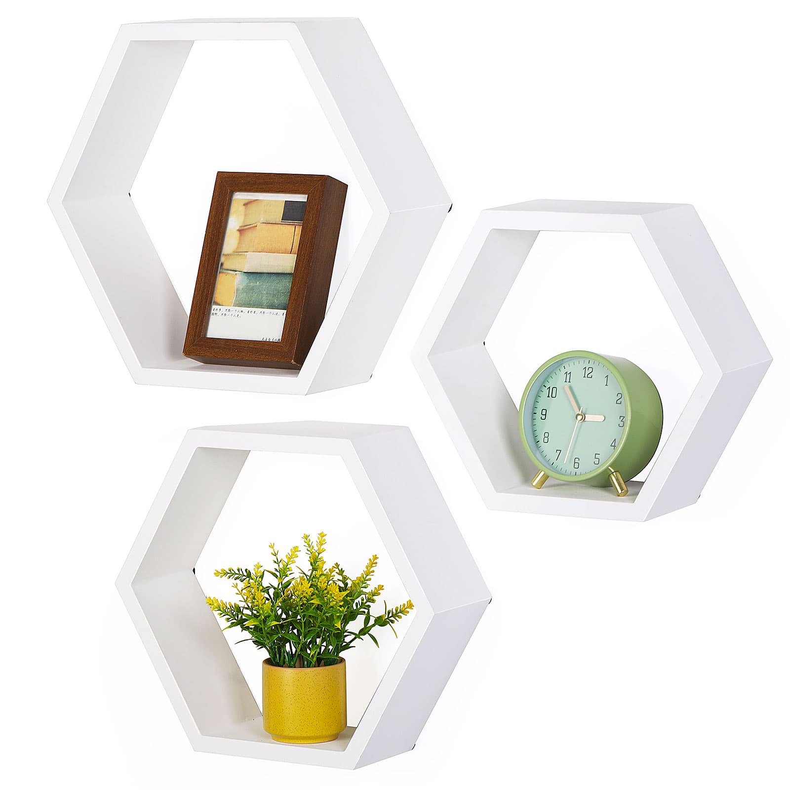 NEX™ Wall-Mounted Hexagon Floating Shelves Set