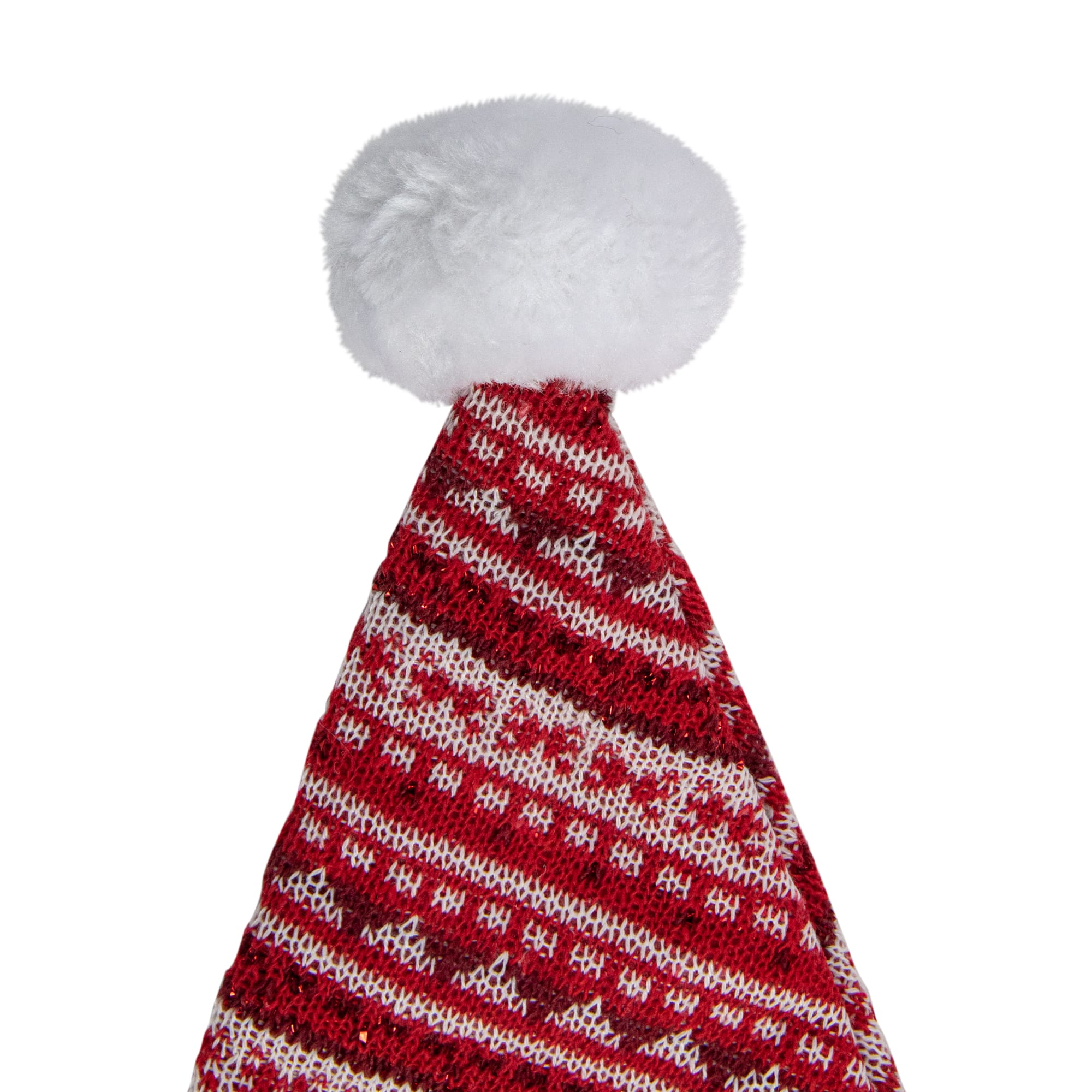 17&#x22; Red &#x26; White Nordic Striped Santa Hat with Pom Pom