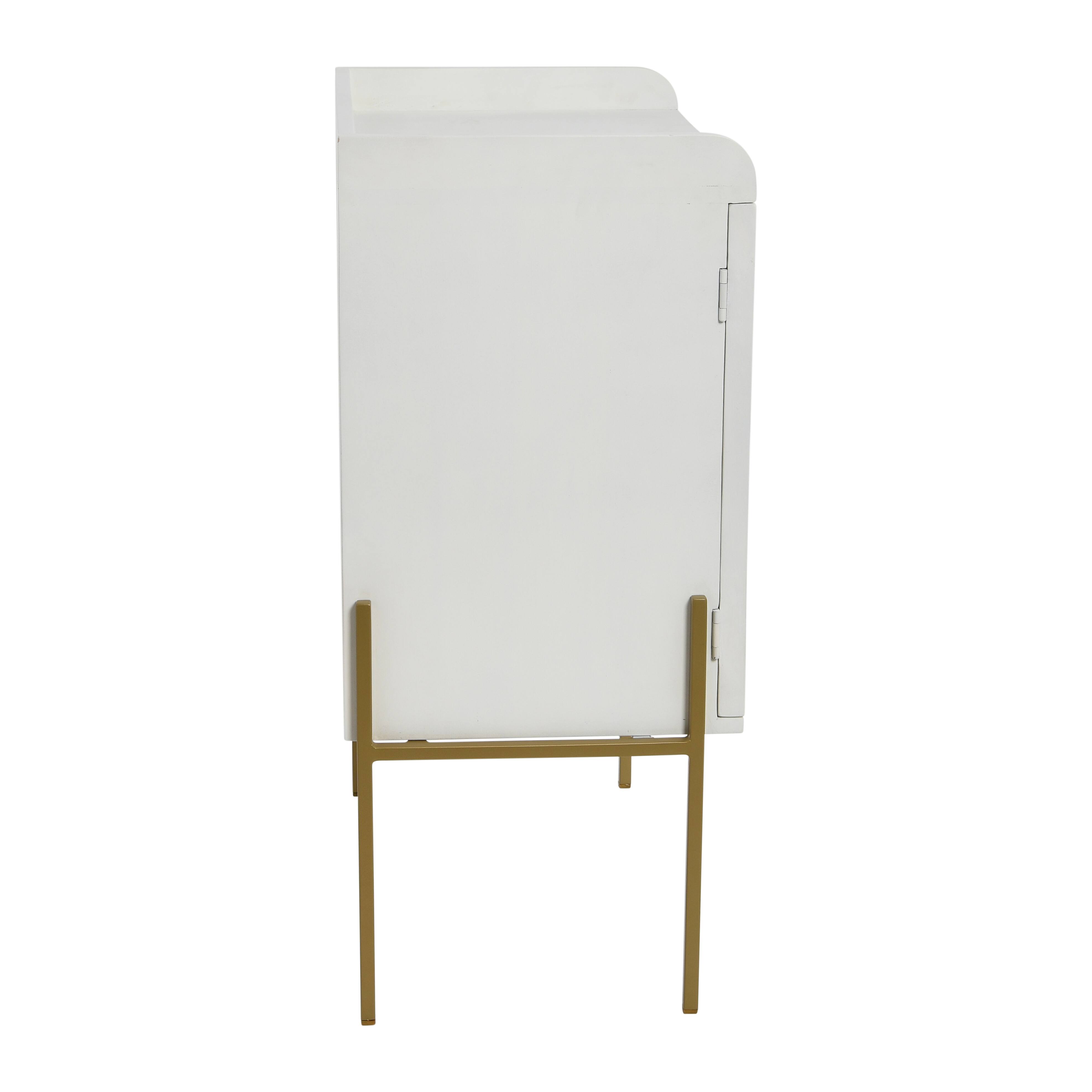 Hello Honey&#xAE; 36&#x22; Boho Solid Wood Bar Cabinet with Metal Legs and Woven Cane Doors