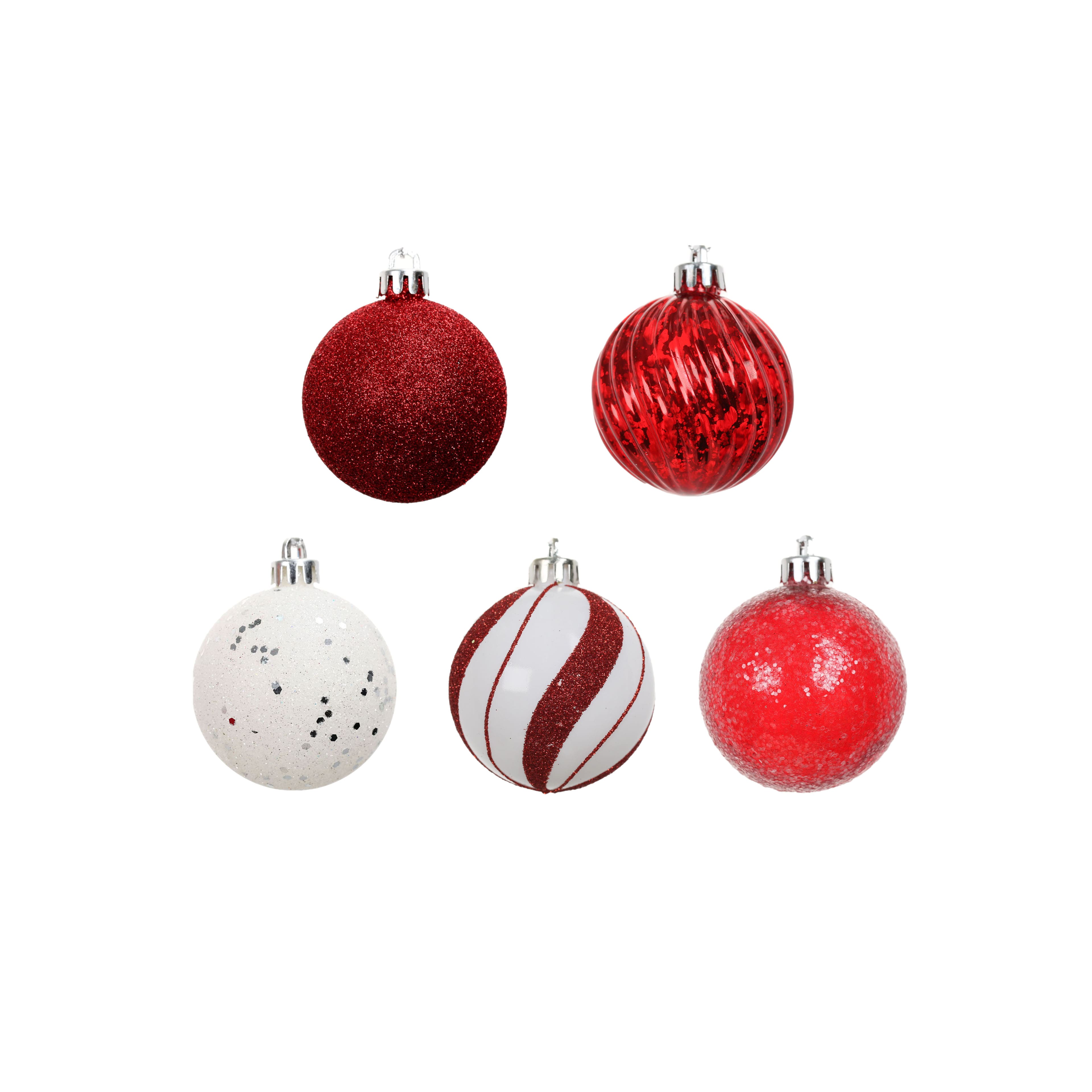 Assorted Red &#x26; White Ball Plastic Ornament Tube by Ashland&#xAE;, 1pc