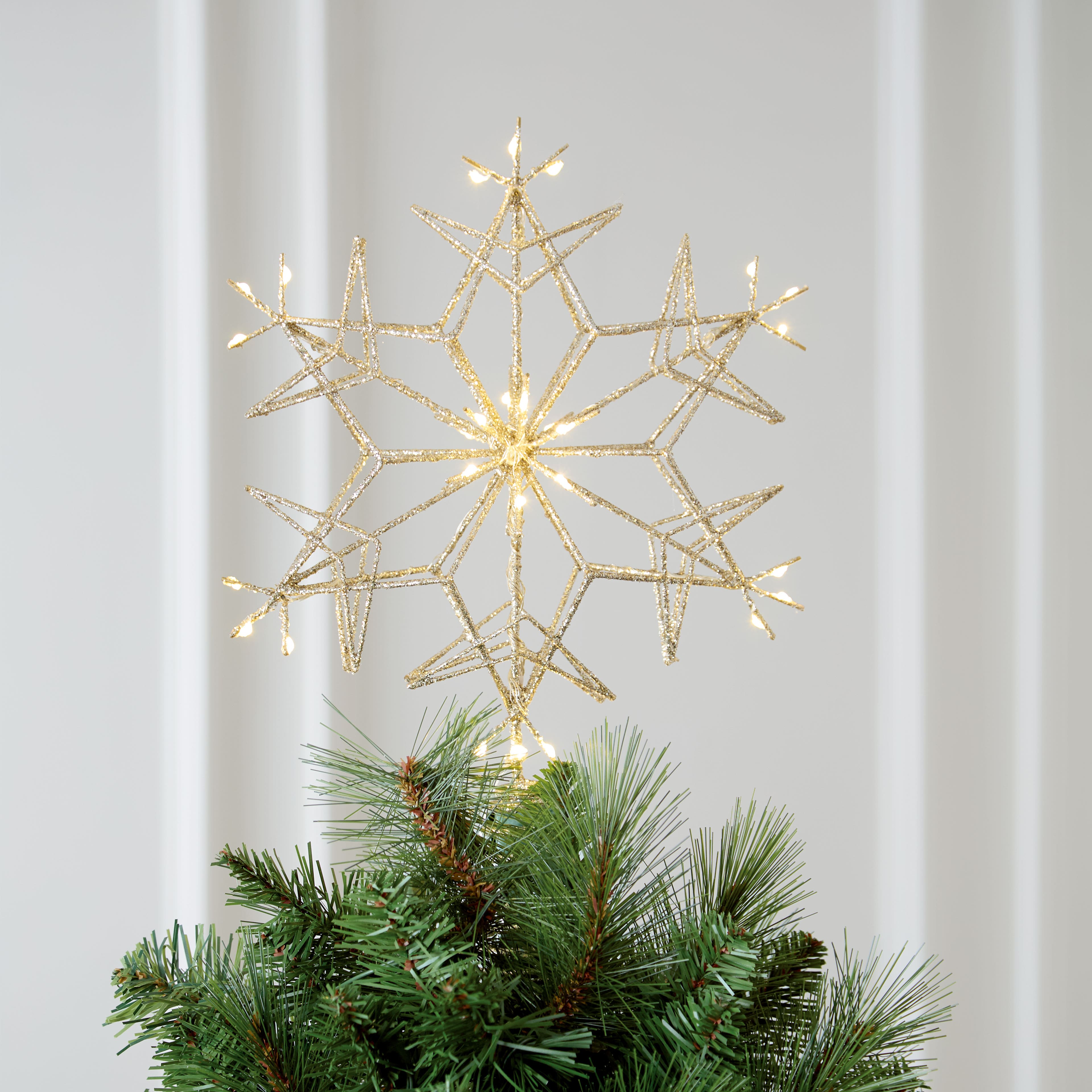 13" Champagne Glitter Starburst Lighted Tree Topper by Ashland®