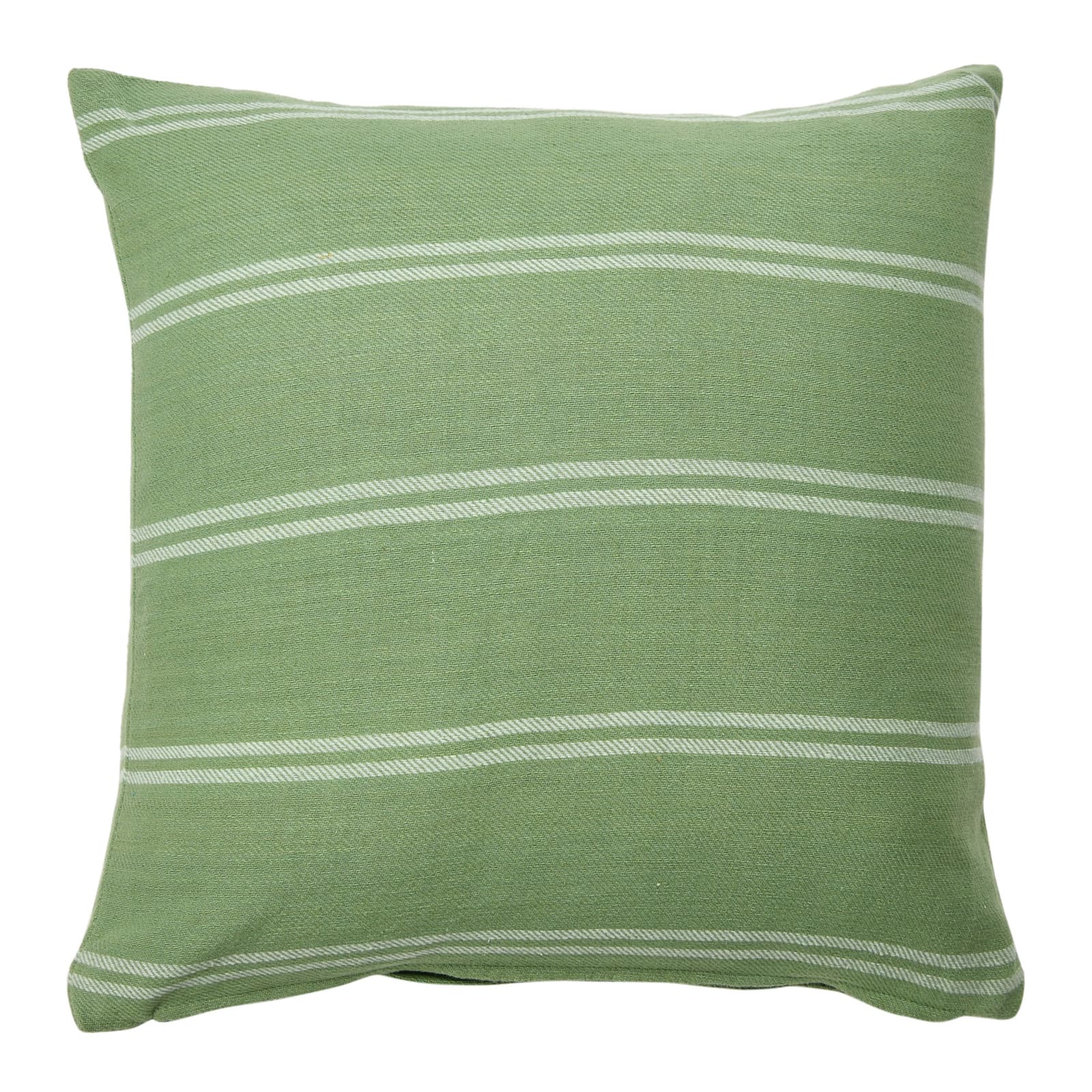 Hello Honey® Green Square Interwoven Double-Striped Cotton Pillow Cover