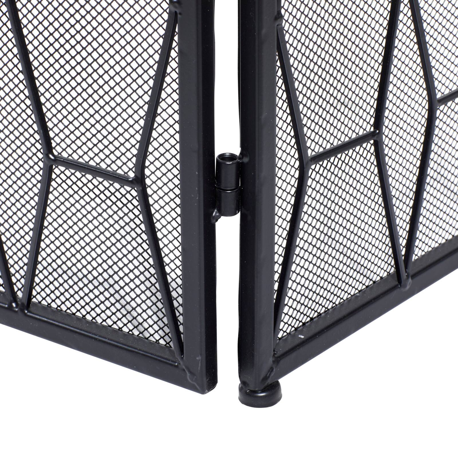 Black Metal Contemporary Fireplace Screen, 31&#x22; x 51&#x22; x 1&#x22;