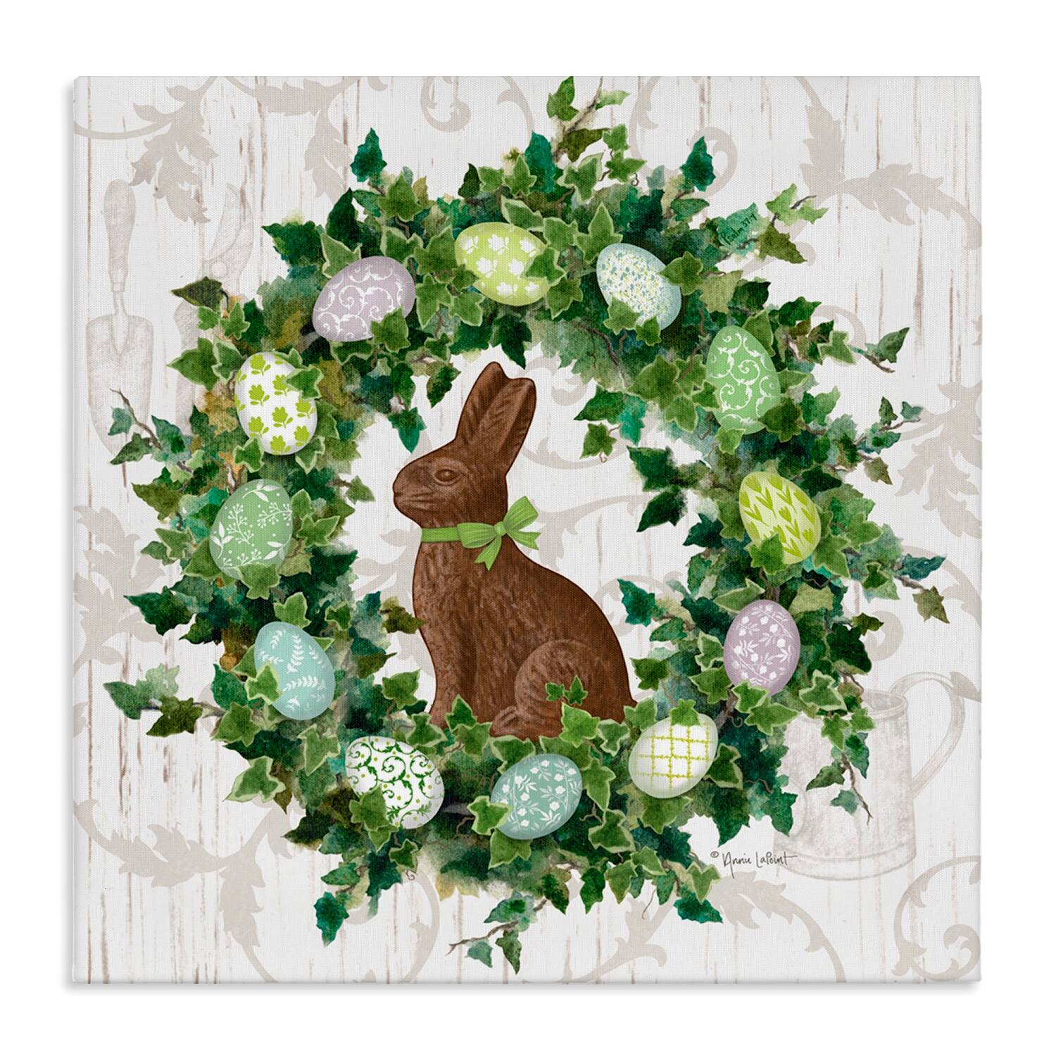 Stupell Industries Spring Easter Egg Wreath Canvas Wall Art
