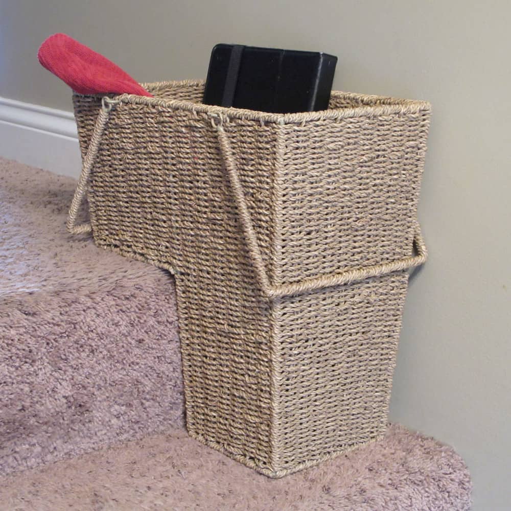 Household Essentials Seagrass &#x26; Corn Husk Wicker Stair Basket 