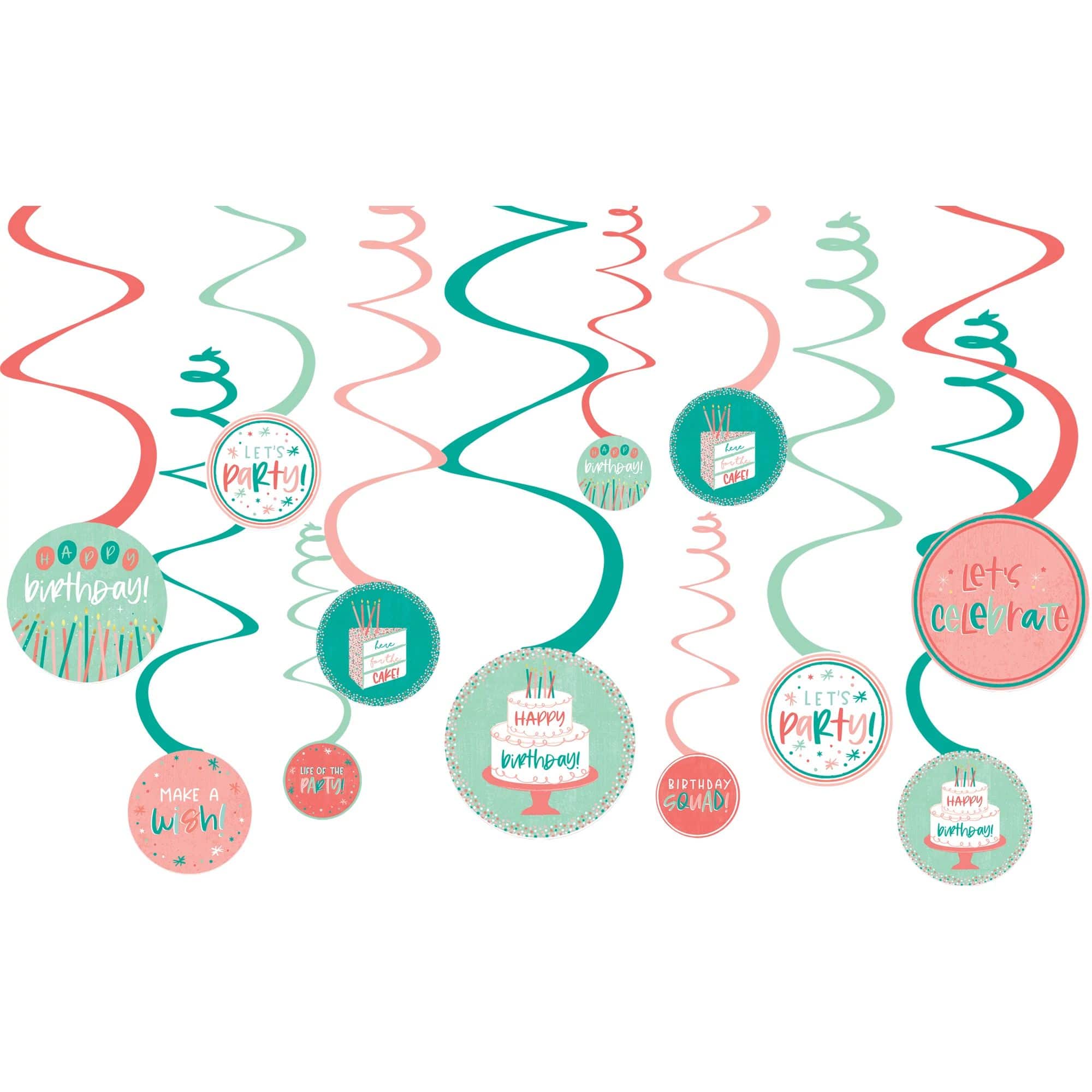 Happy Birthday Spiral Decorations Value Pack