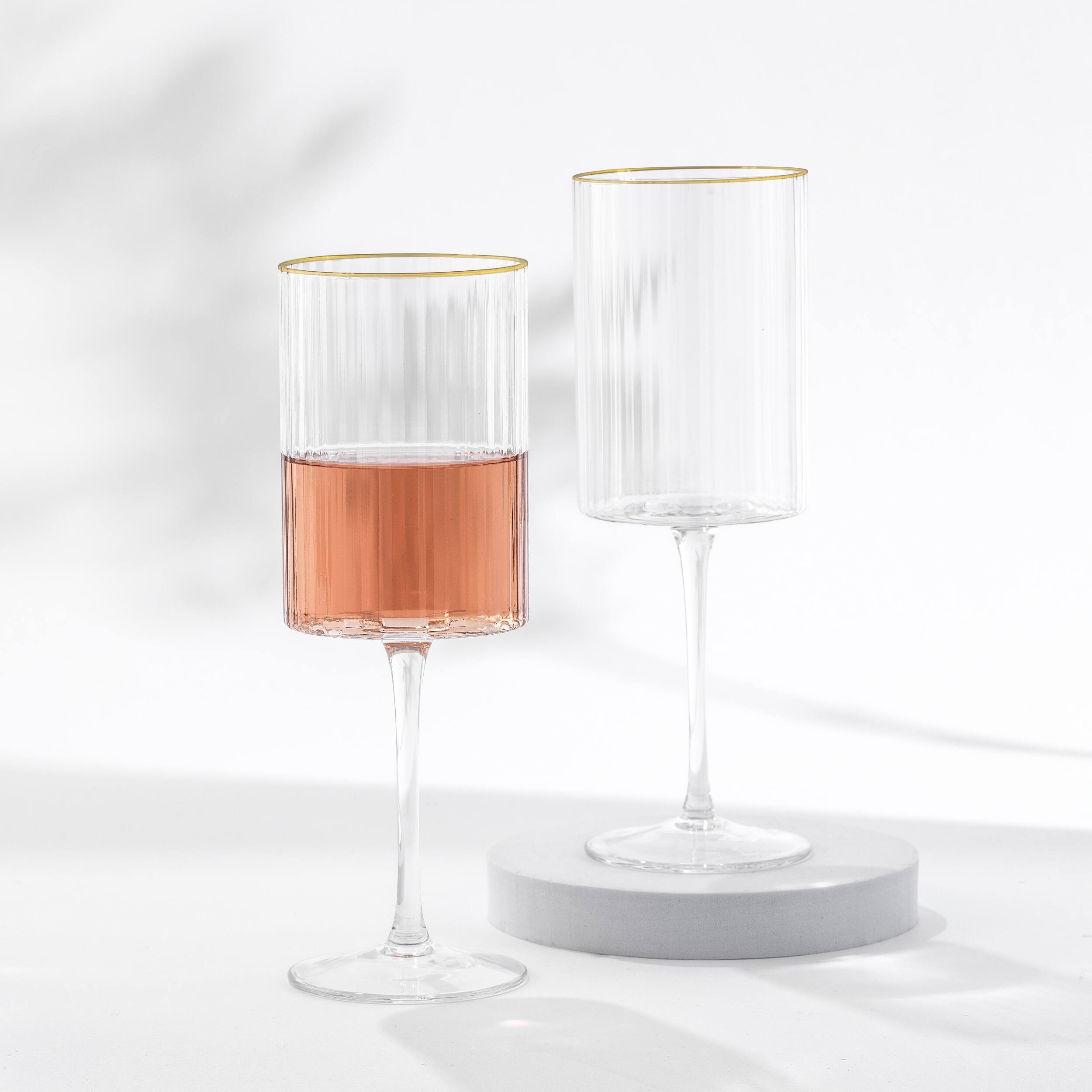 JoyJolt® Christian Siriano 17.5oz. Optic Gold Rim Red Wine Glasses, 4ct.