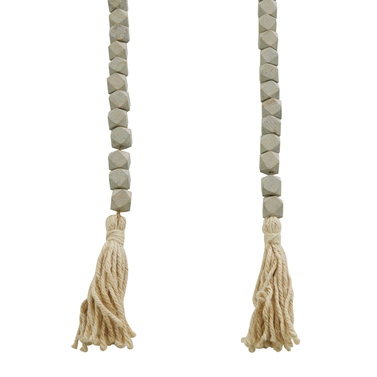 80" Bohemian Mango Wood Beads with Tassels Garland