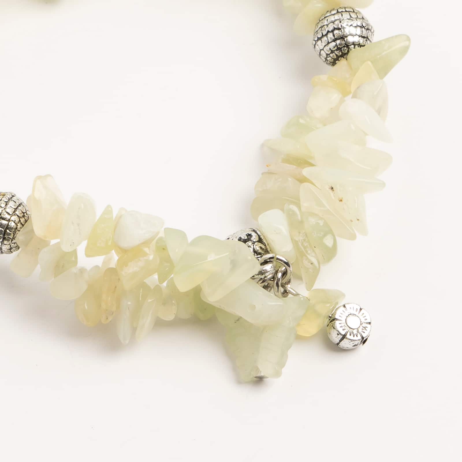 John Bead New Jade Light Green Natural Stone 2-Strand Bracelet with Butterfly Charm