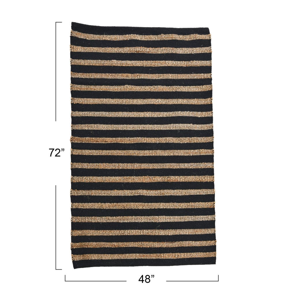 Black and Natural Jute Cotton Area Rug