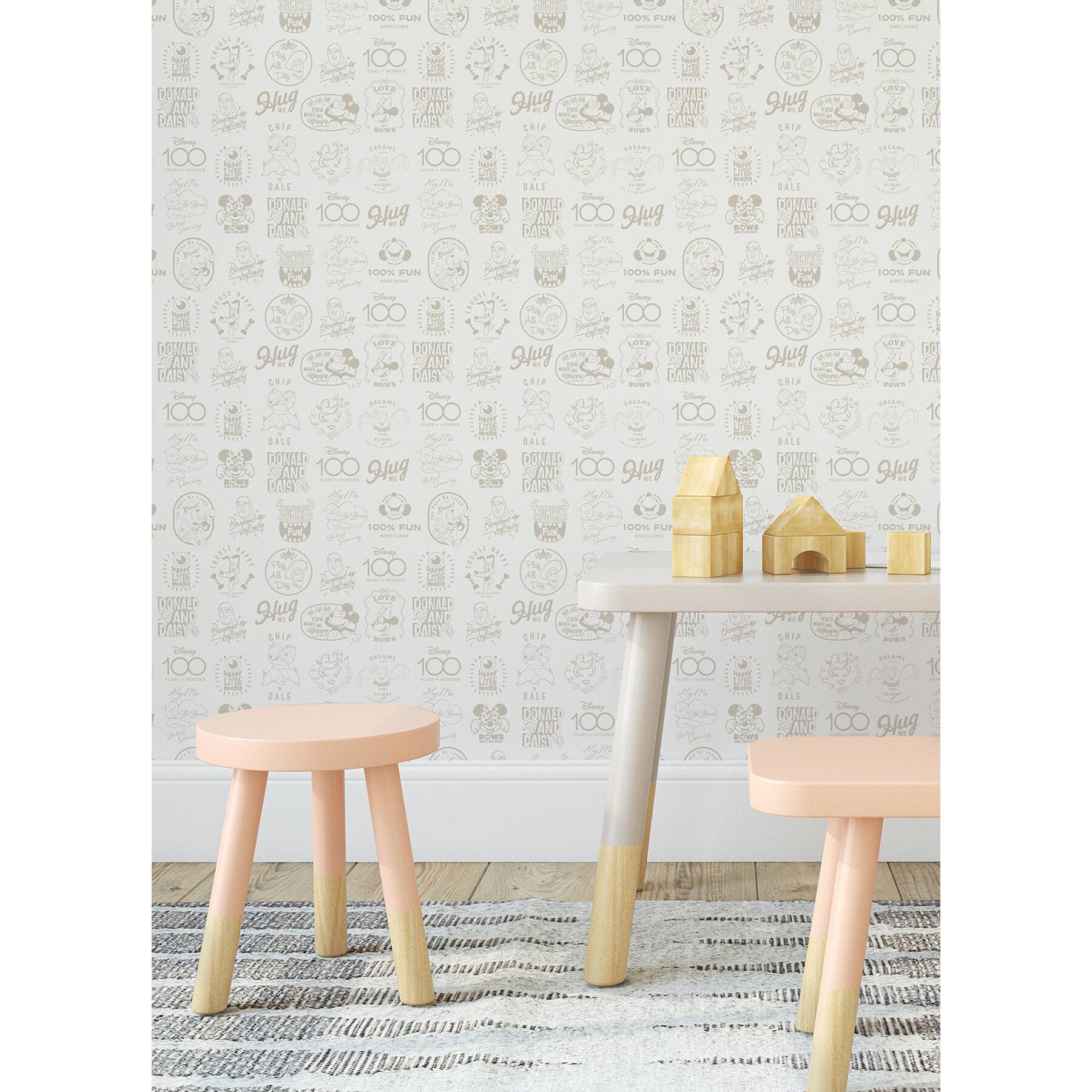 RoomMates Disney 100th Anniversary Icons Beige Peel & Stick Wallpaper