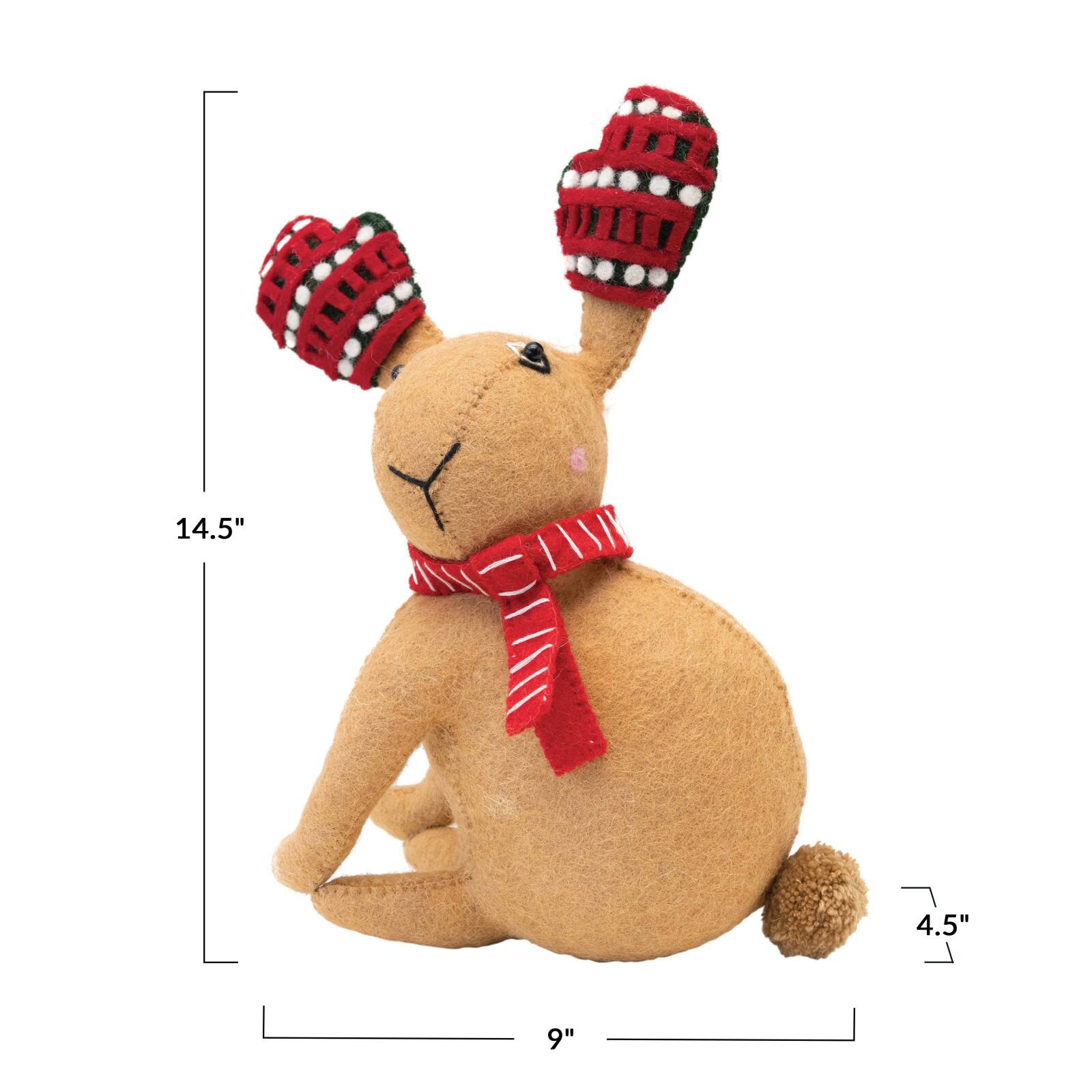Hello Honey&#xAE; 14.5&#x22; Wool Felt Bunny Tree Topper with Scarf &#x26; Gloves