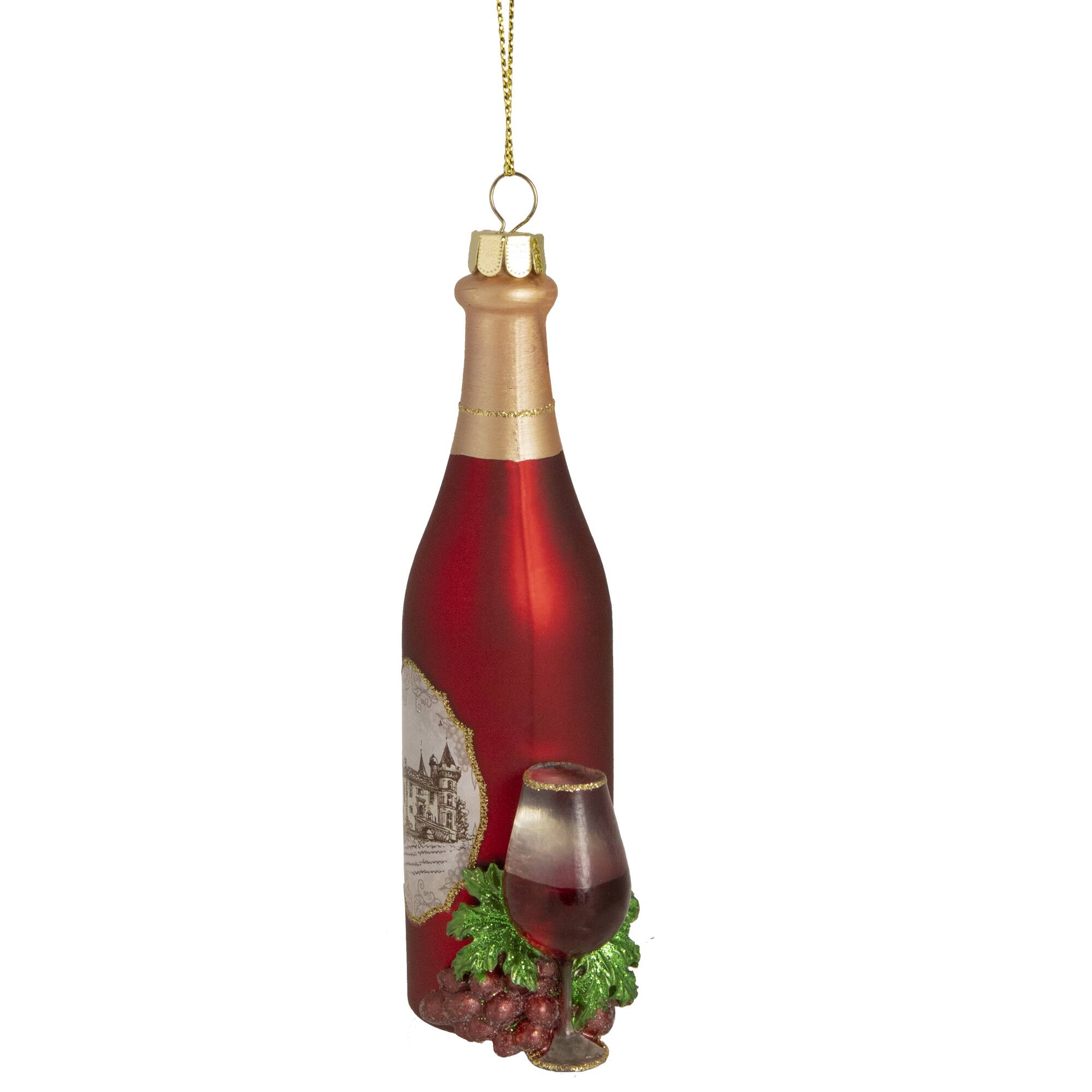 6&#x22; Matte Red Wine Country Glass Bottle Christmas Ornament