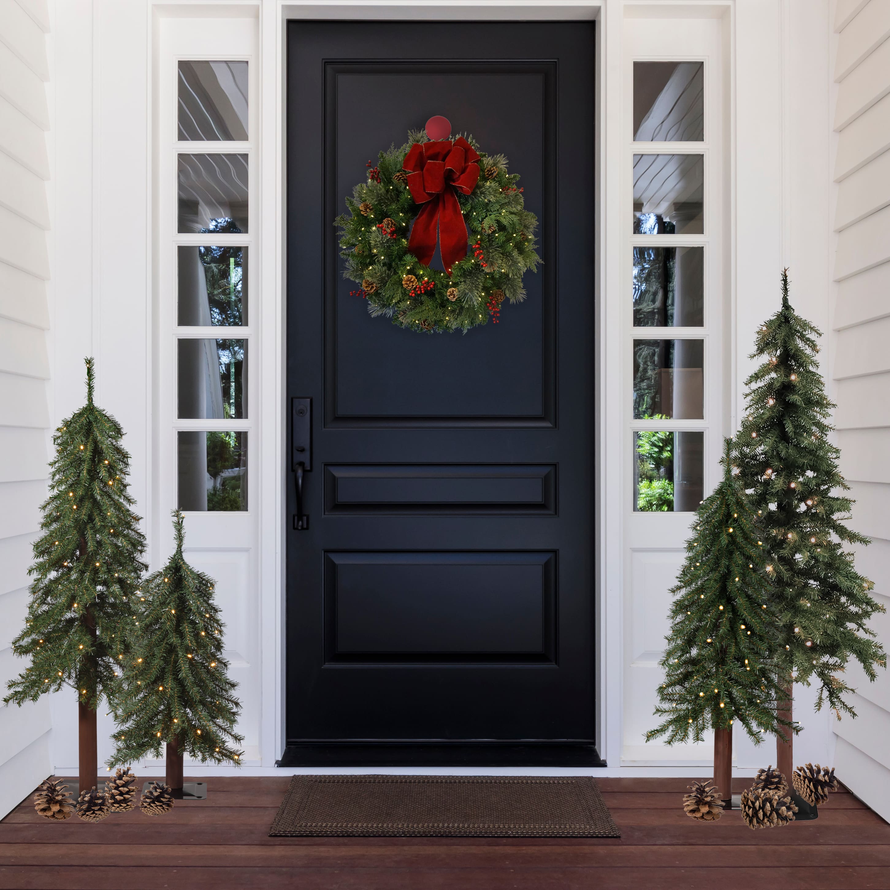 3ft. Mountain Fir Artificial Christmas Tree with Natural Wood Pole, Soft White LED Lights