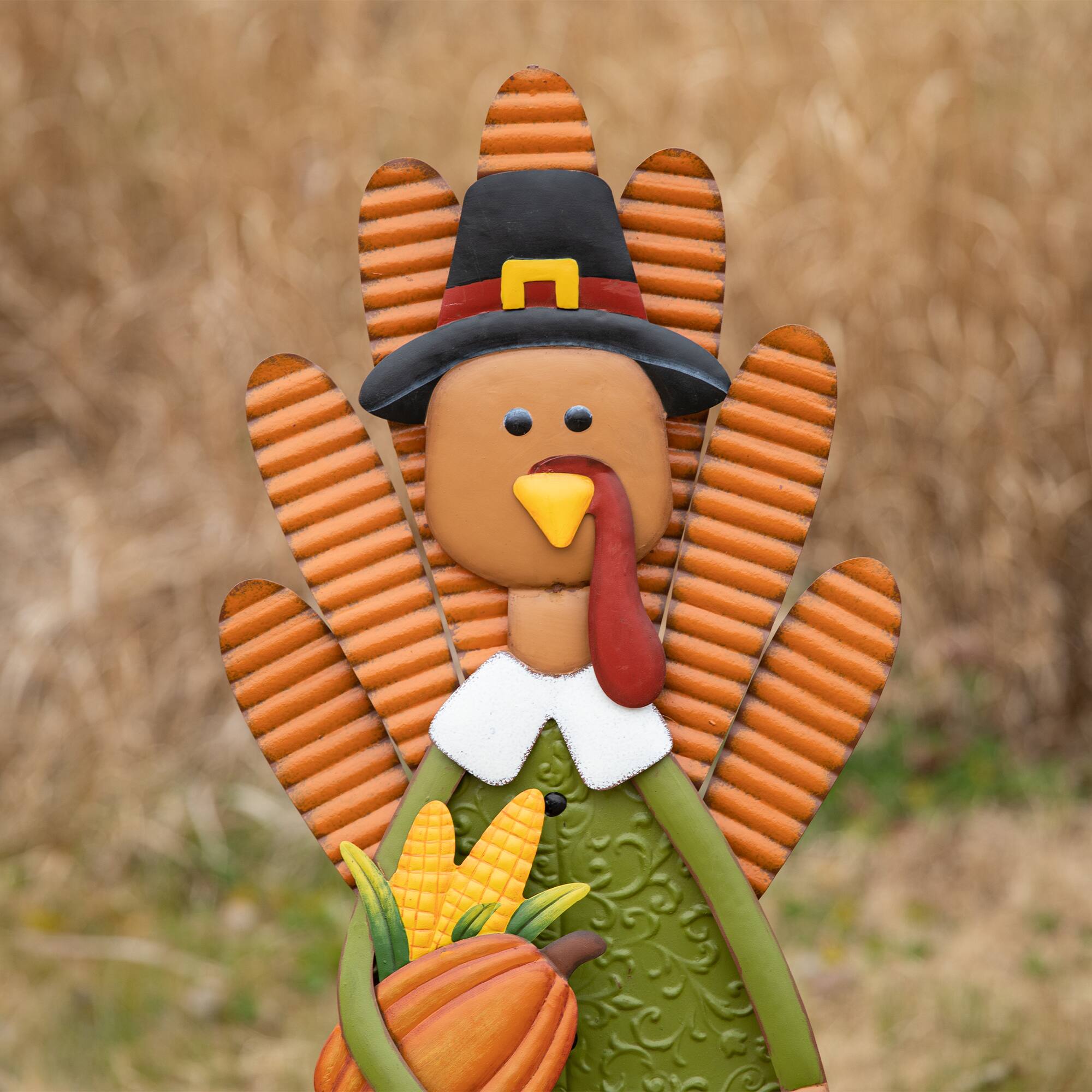 Glitzhome&#xAE; 36&#x22; Thanksgiving Metal Turkey Standing Or Hanging Yard Stake
