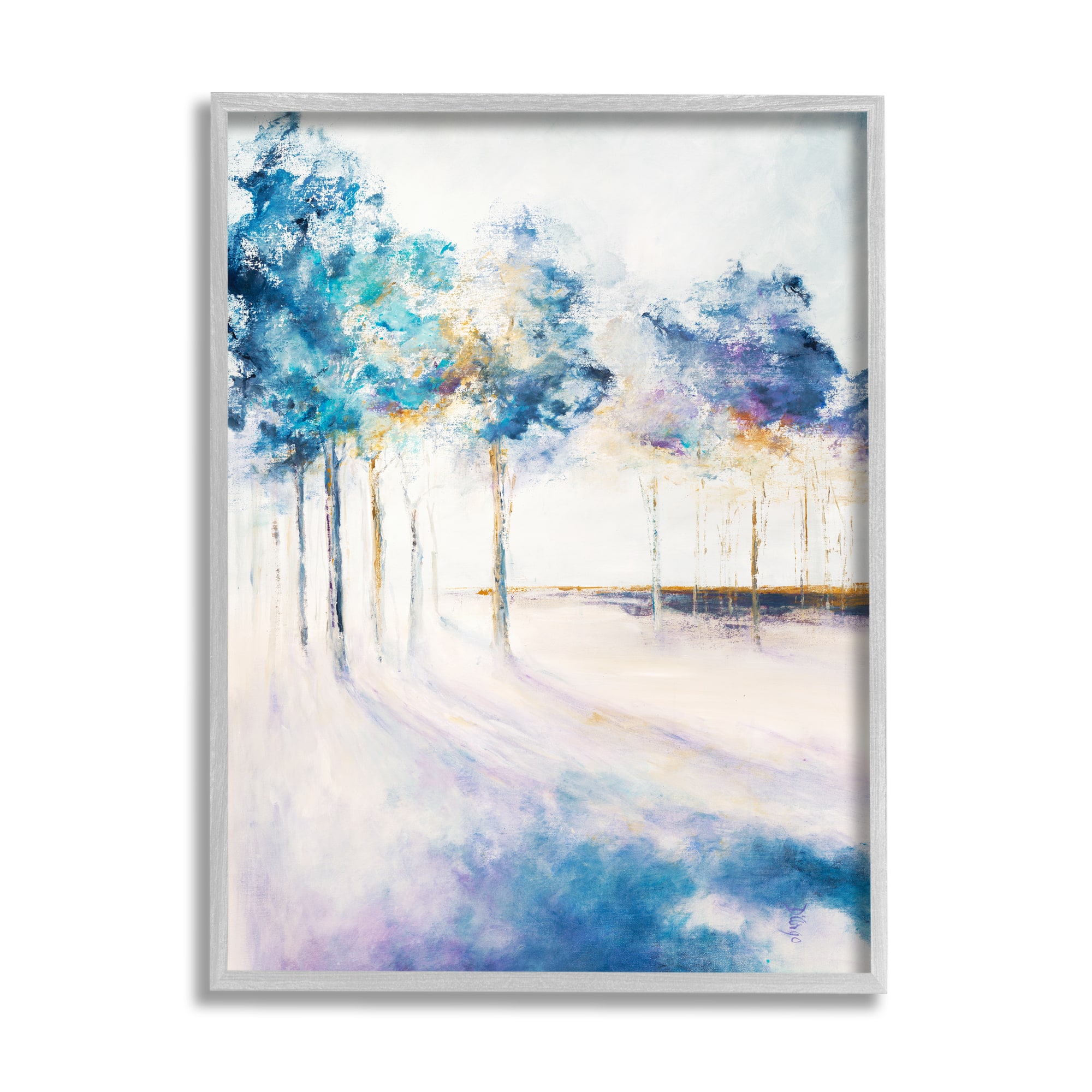 Stupell Industries Abstract Blue Tree Shadows in Forest Landscape Framed Wall Art