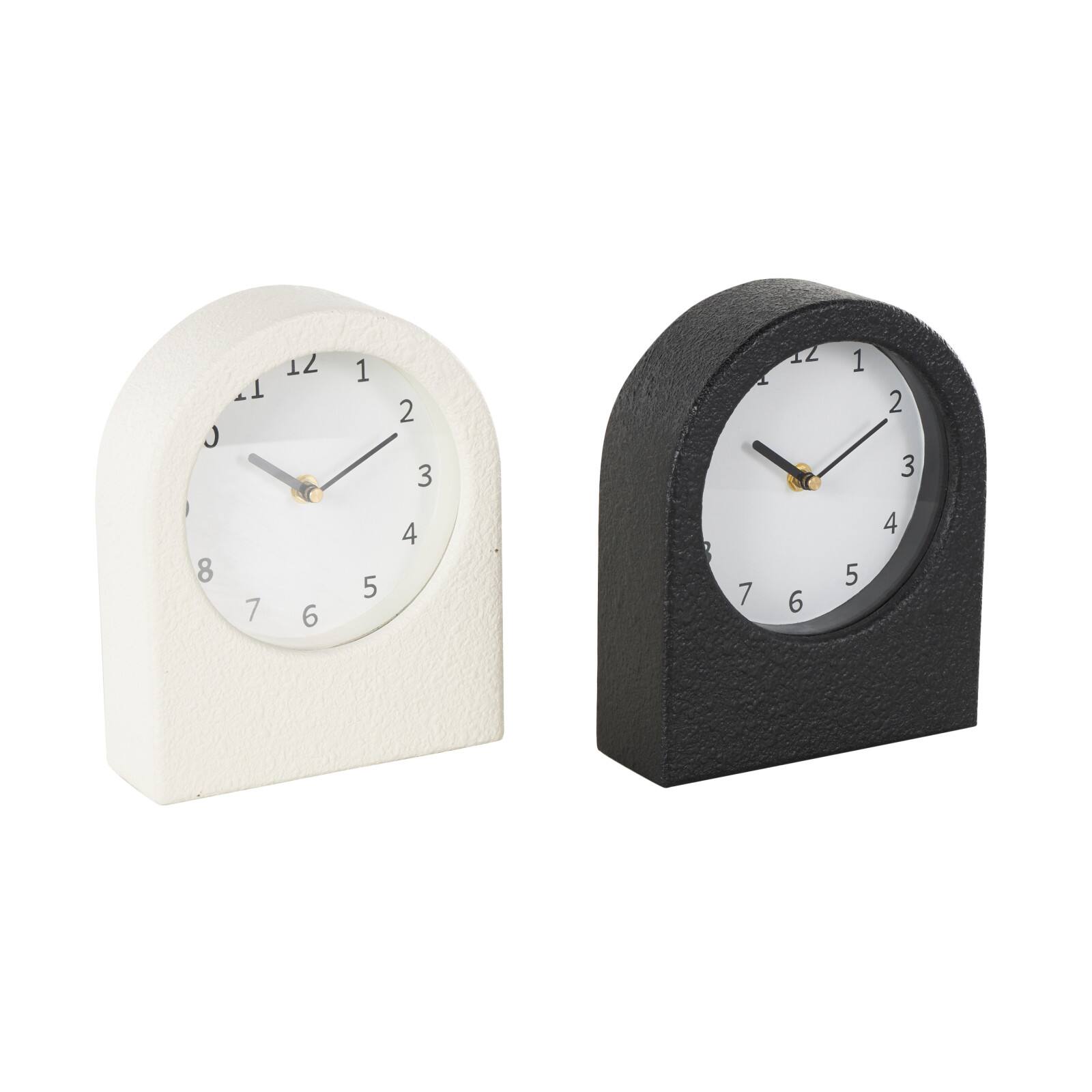 8.75" Textured Decorative Clock with Gold Accents Set