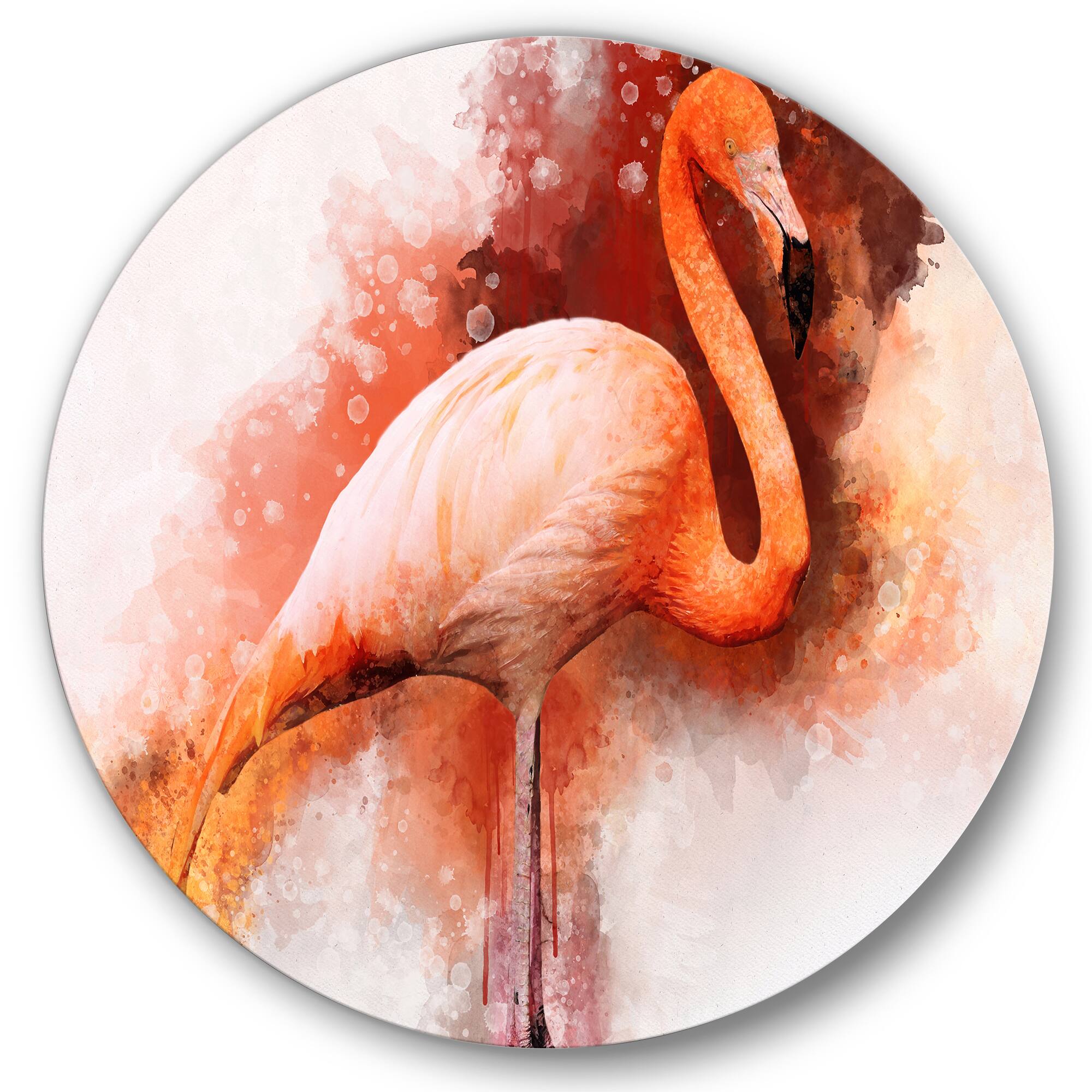 Designart - Portrait of Pink Flamingo II - Farmhouse Metal Circle Wall Art